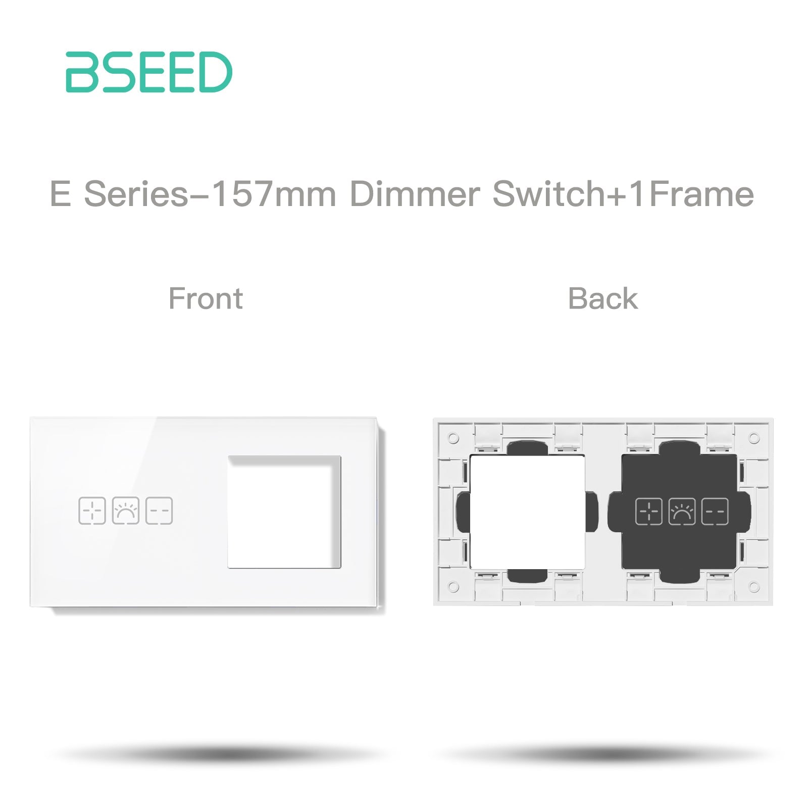 BSEED Echo Touch DIY Part Customized Free Combinations Glass Panels Light Switches Bseedswitch White Blind+ 2 Slot Panel 