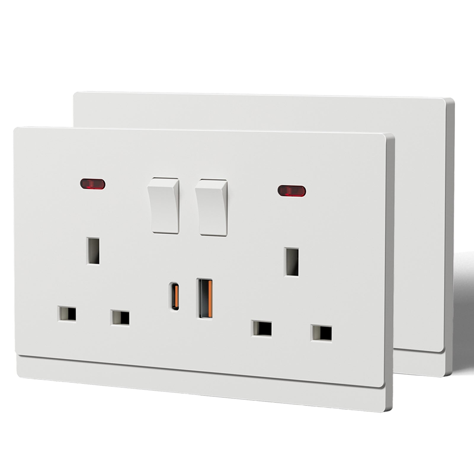 BSEED G16 Series UK Standard 13A Socket with 18W USB-C Port Power Outlets & Sockets Bseedswitch white 2 PCS/Pack Double Socket