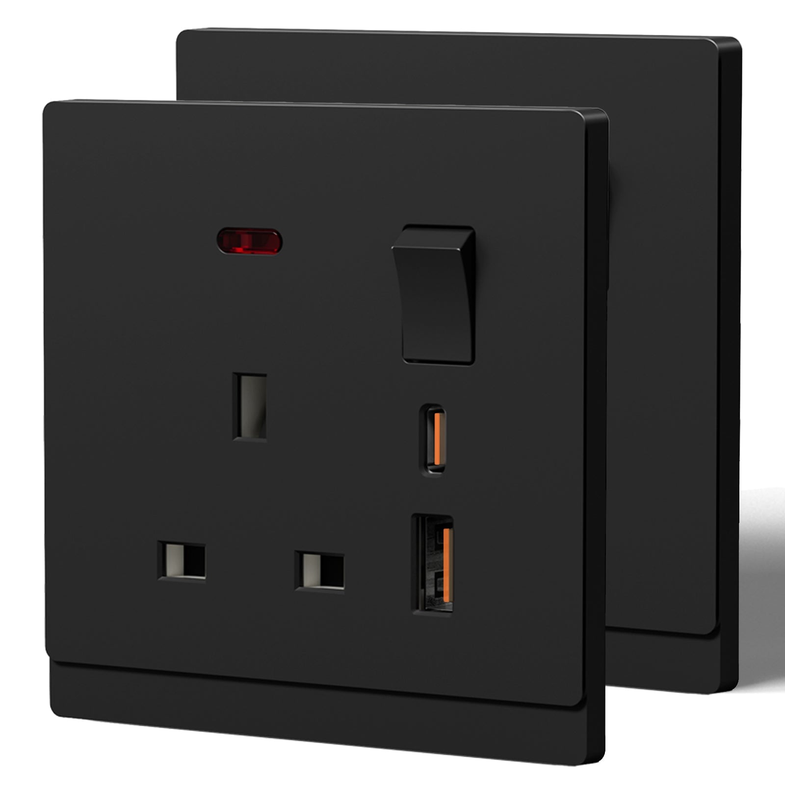 BSEED G16 Series UK Standard 13A Socket with 18W USB-C Port Power Outlets & Sockets Bseedswitch black 2 PCS/Pack Single Scoket