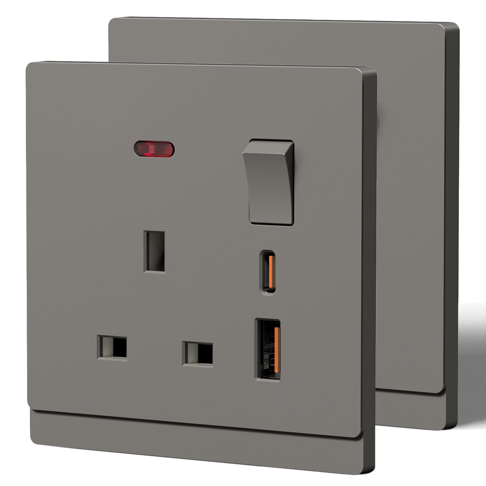 BSEED G16 Series UK Standard 13A Socket with 18W USB-C Port Power Outlets & Sockets Bseedswitch grey 2 PCS/Pack Single Scoket