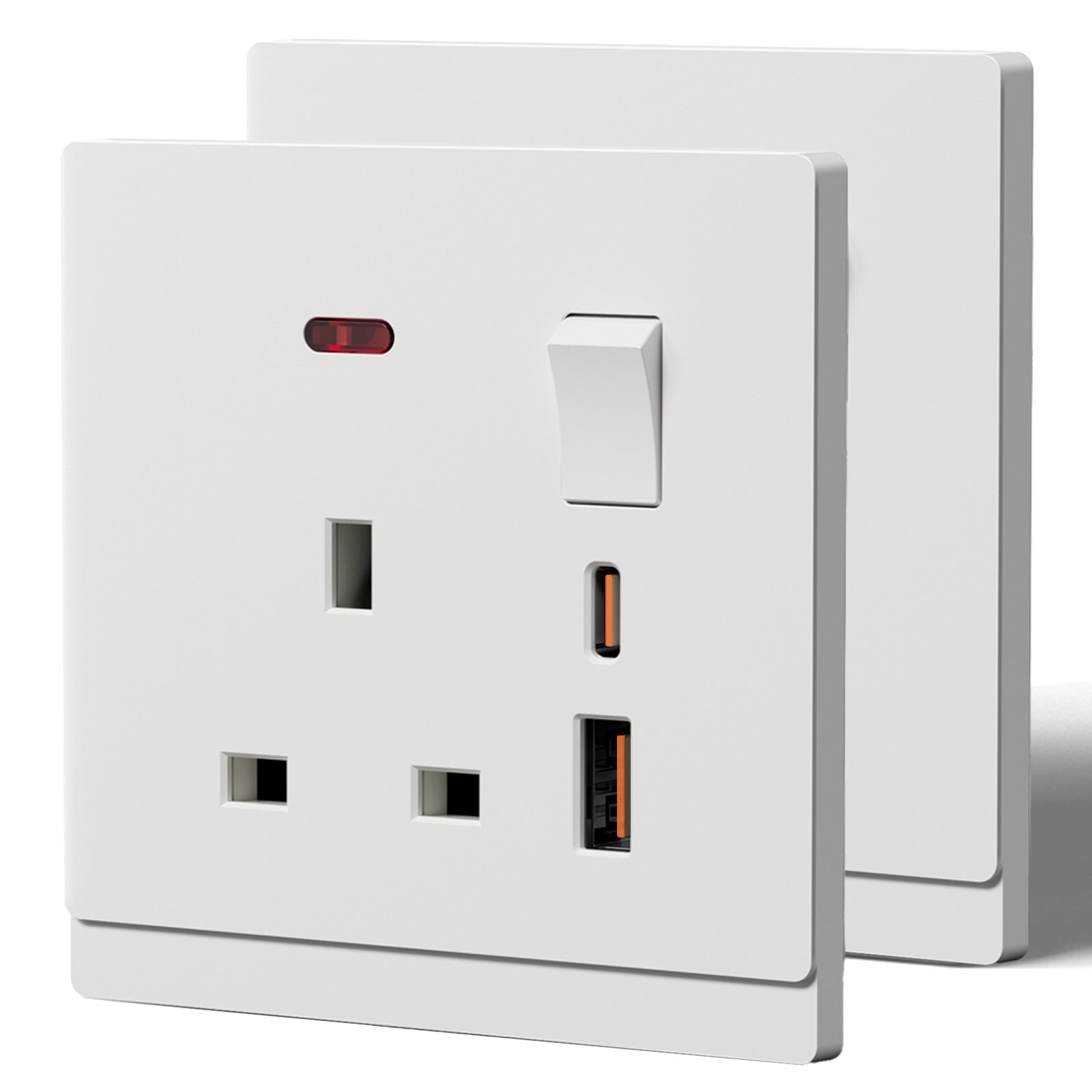 BSEED G16 Series UK Standard 13A Socket with 18W USB-C Port Power Outlets & Sockets Bseedswitch white 2 PCS/Pack Single Scoket