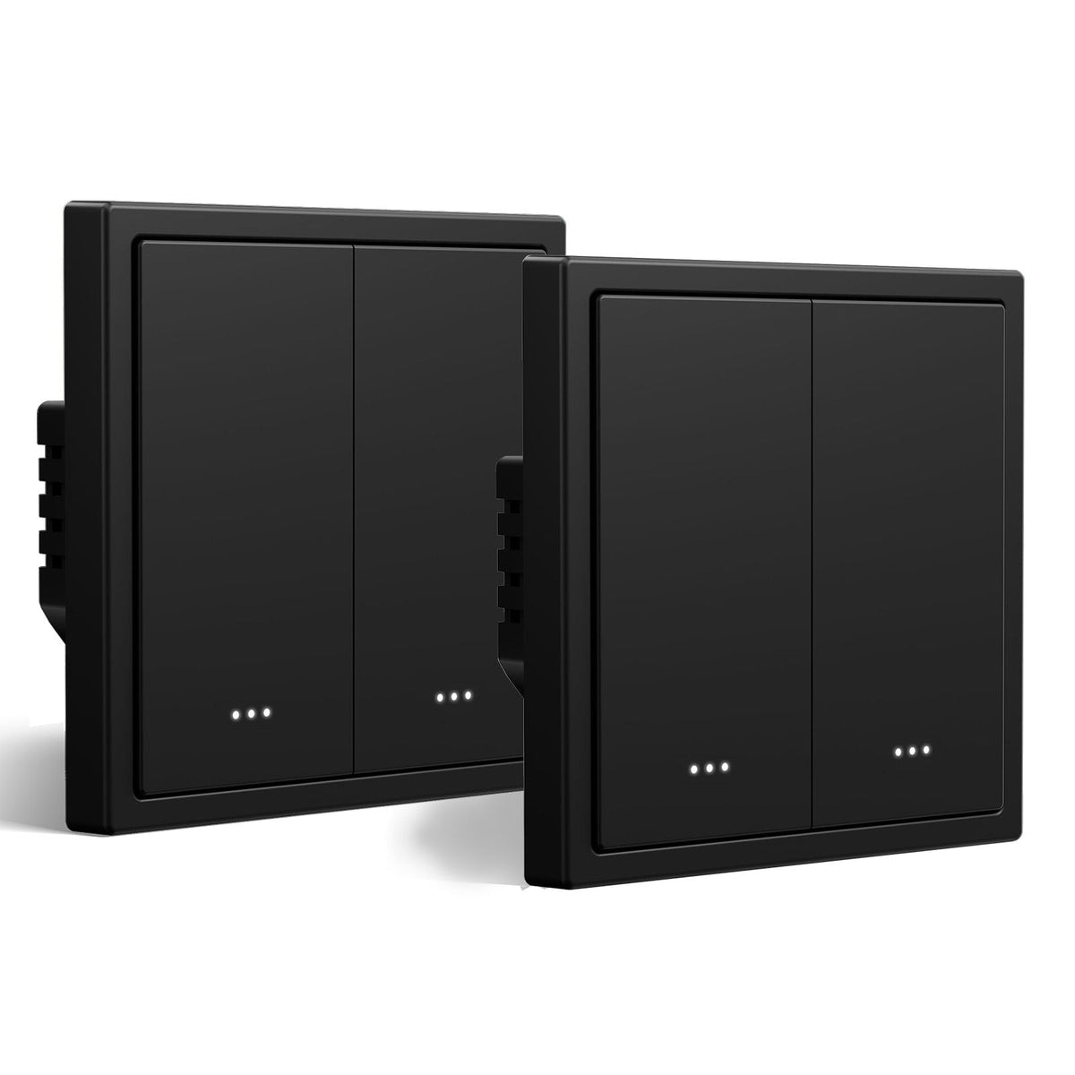 BSEED Gand Series Smart Wifi light switch (avec neutre) Interrupteurs encastrés avec voyant lumineux, lot de 2, 2 Gang, noir