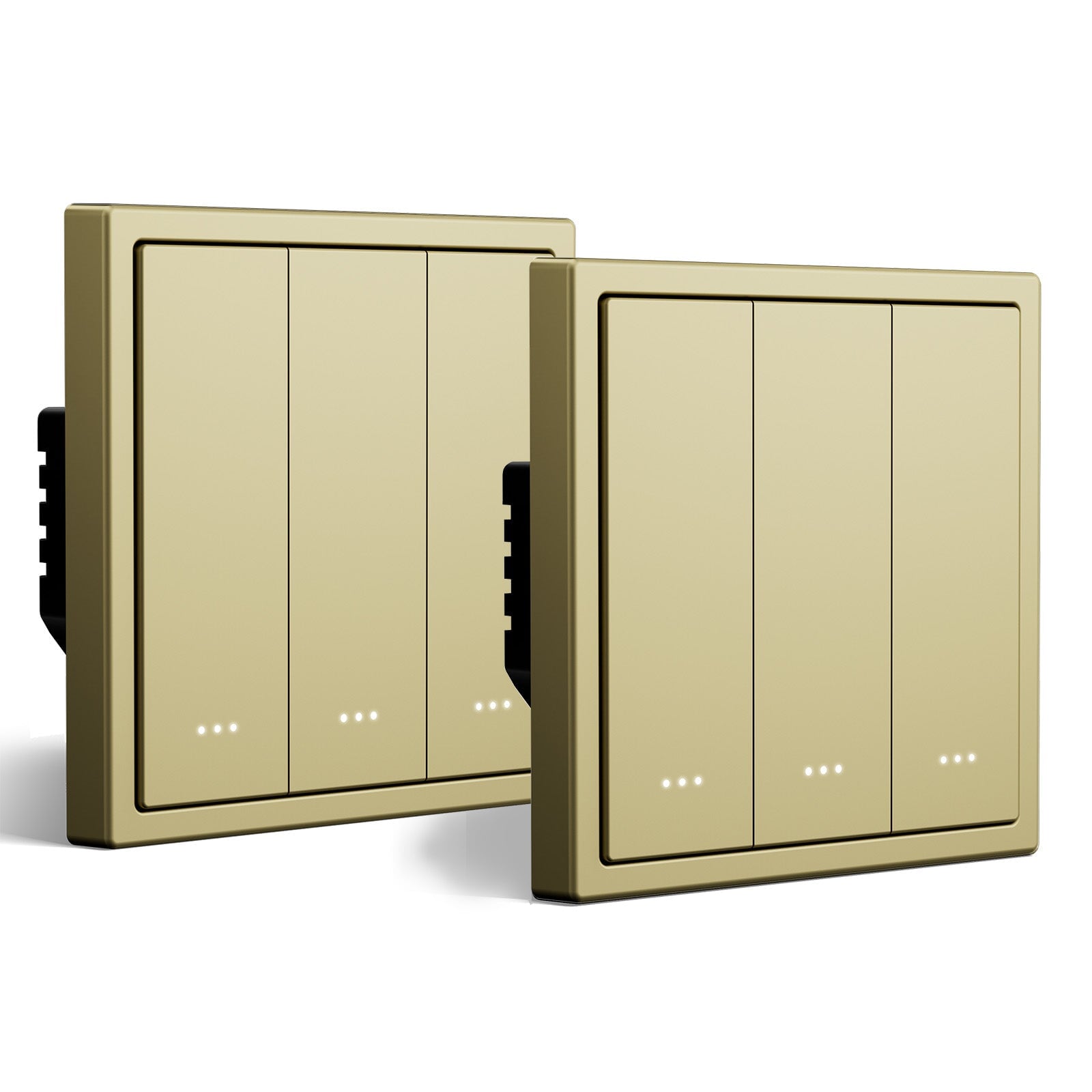 BSEED Gand Series Smart Wifi Light Switch (With Neutral) Recessed light switches with indicator light Light Switches Bseedswitch Gold 2 PCS / Pack 3 Gang