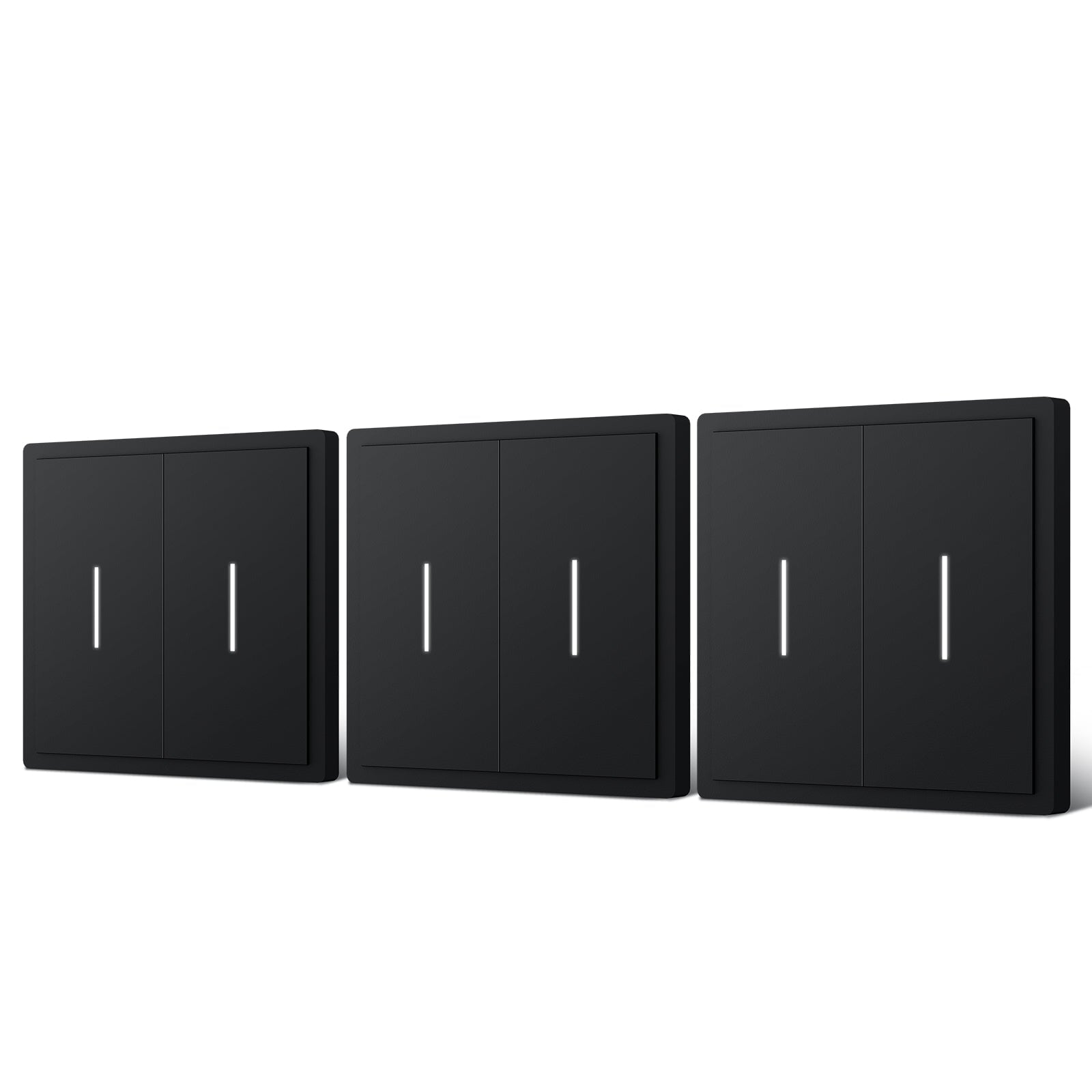 BSEED Scale Series Smart Wifi Light Switch Work With Alexa Google Assistant (No Neutral) Light Switches Bseedswitch Black 2 Gang 3 PCS/Pack