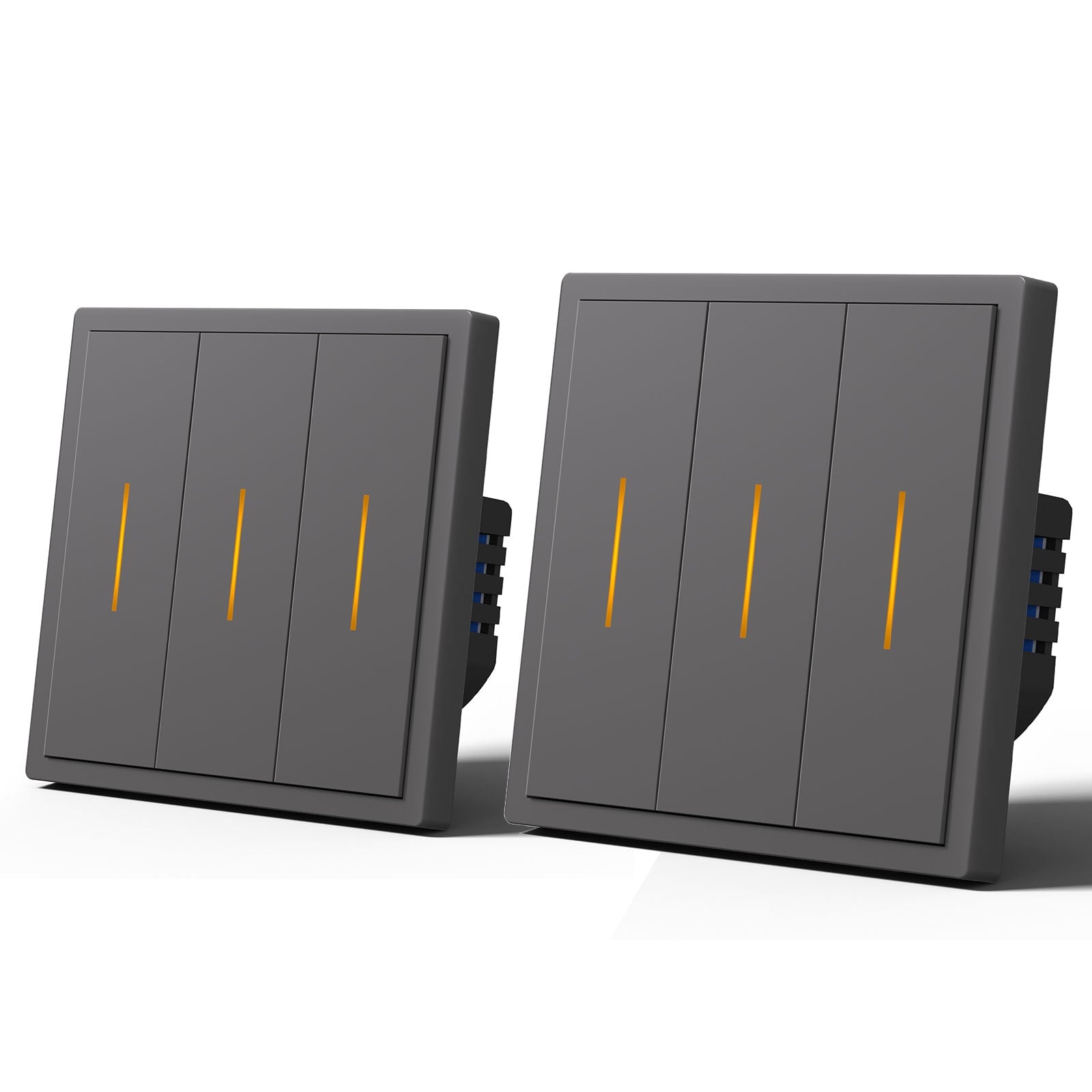 BSEED Scale Series Smart Wifi Light Switch Work With Alexa Google Assistant (No Neutral) Light Switches Bseedswitch Grey 3 Gang 2 PCS/Pack