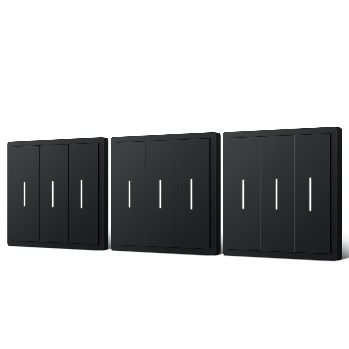 BSEED Scale Series Smart Wifi Light Switch Work With Alexa Google Assistant (No Neutral) Light Switches Bseedswitch Black 3 Gang 3 PCS/Pack