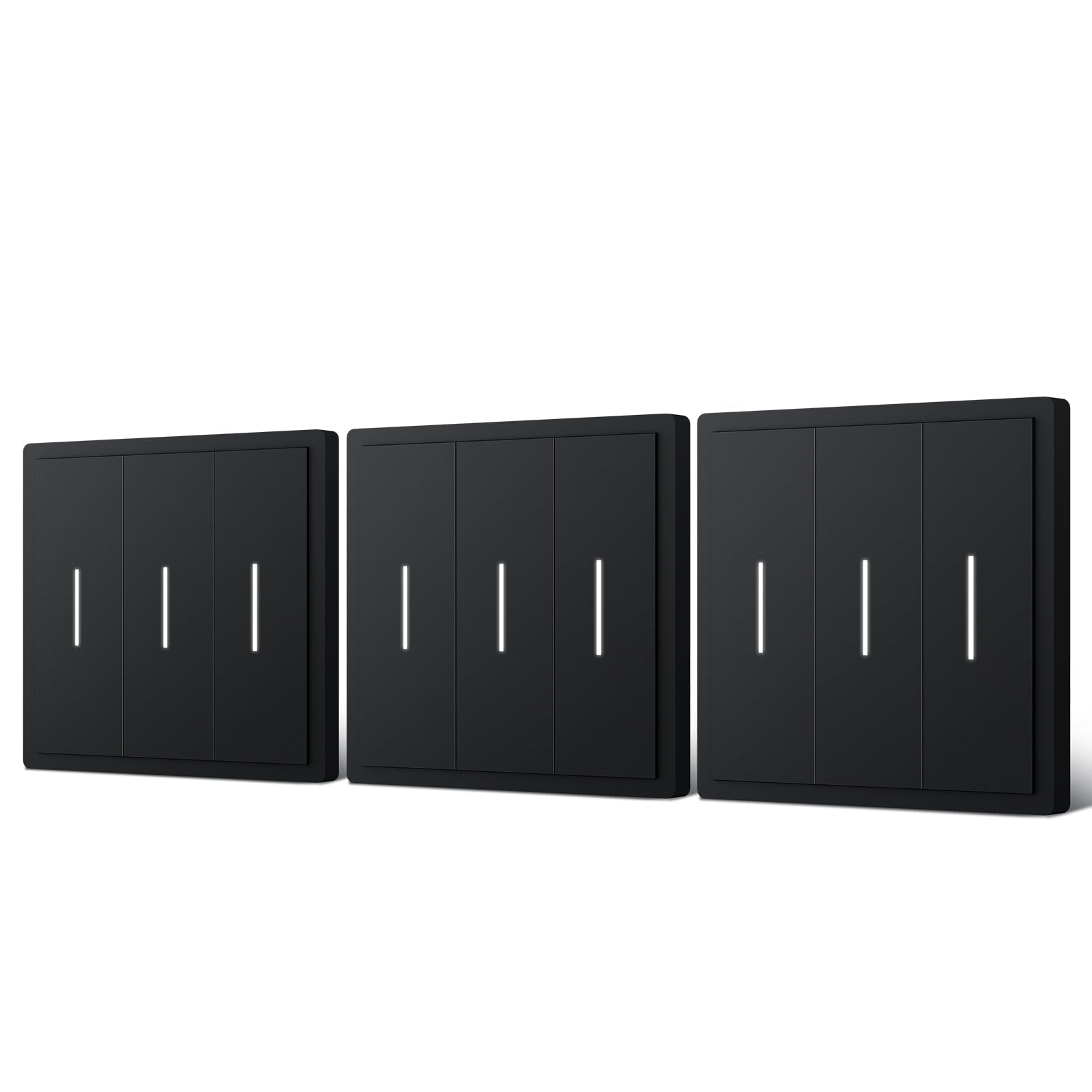 BSEED Scale Series Smart Wifi Light Switch Work With Alexa Google Assistant (No Neutral) Light Switches Bseedswitch Black 3 Gang 3 PCS/Pack