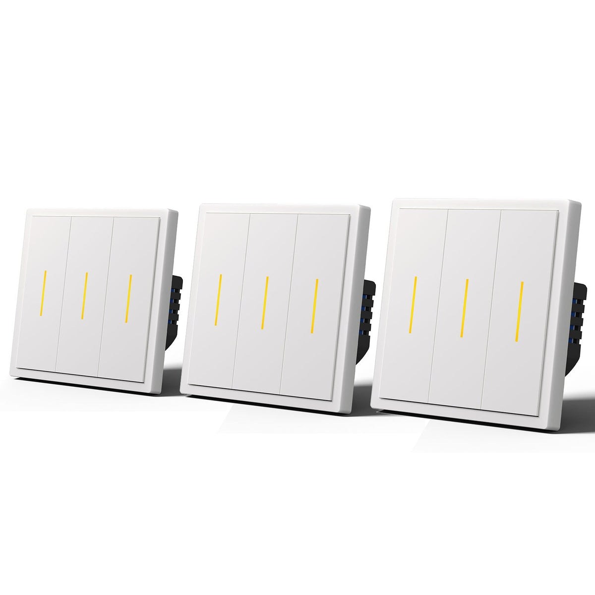 BSEED Scale Series Smart Wifi Light Switch Work With Alexa Google Assistant (No Neutral) Light Switches Bseedswitch White 3 Gang 3 PCS/Pack
