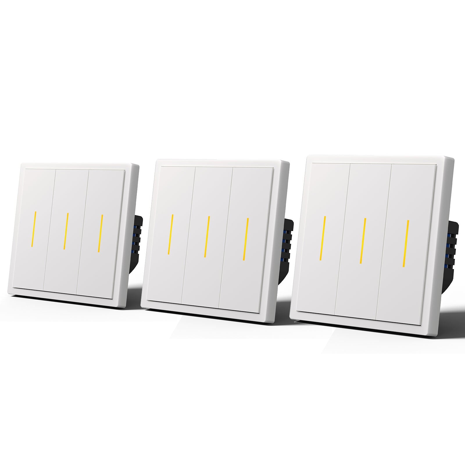 BSEED Scale Series Smart Wifi Light Switch Work With Alexa Google Assistant (No Neutral) Light Switches Bseedswitch White 3 Gang 3 PCS/Pack