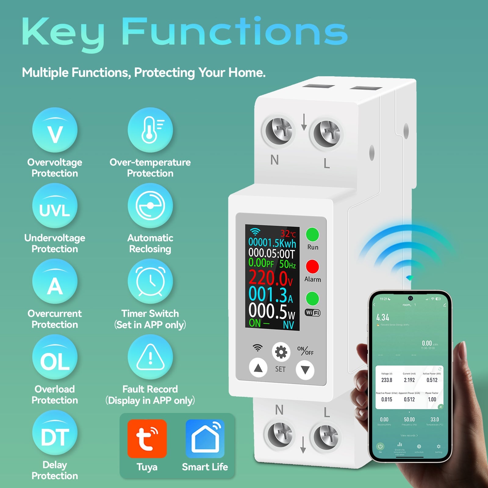 BSEED 63A Switch Smart WiFi Rail Switch Module Work with Tuya Switch Bseedswitch 