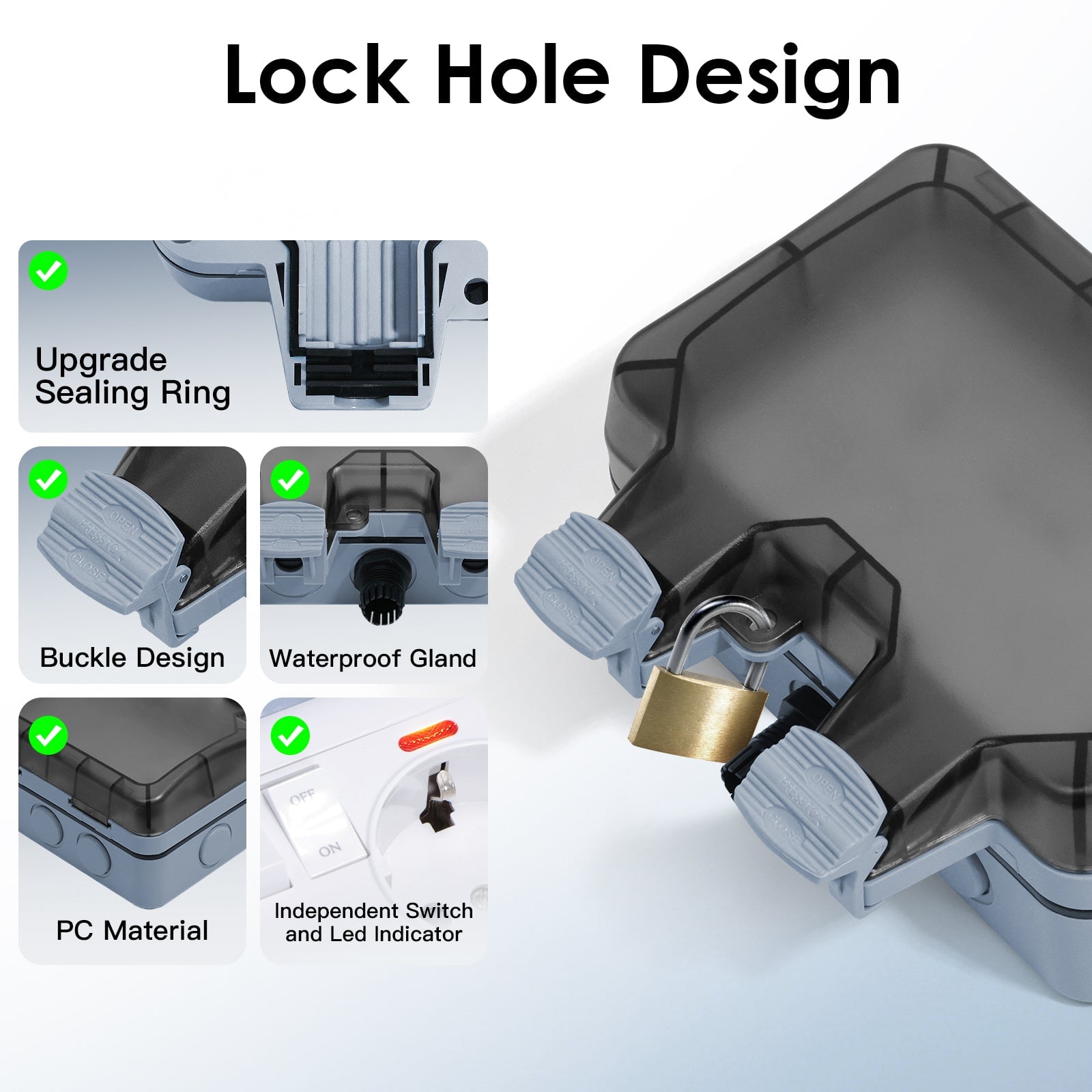Bseed Waterproof Socket EU Standard Socket Outdoor Socket IP66 Socket Power Outlets & Sockets Bseedswitch 