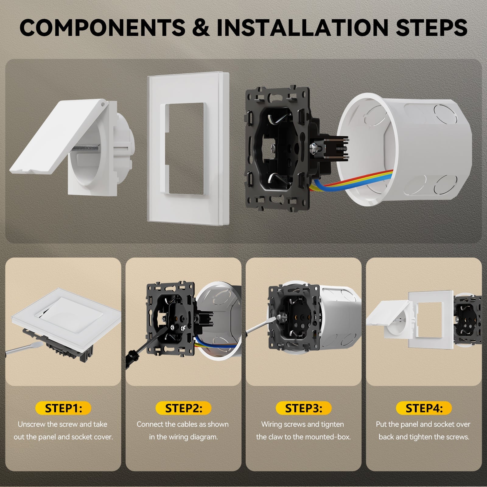 BSEED Heritage Series EU Wall Sockets With Cover Waterproof Electric Socket with Claw Technology 16A Socket Work With Type E Plug Power Outlets & Sockets Bseedswitch 