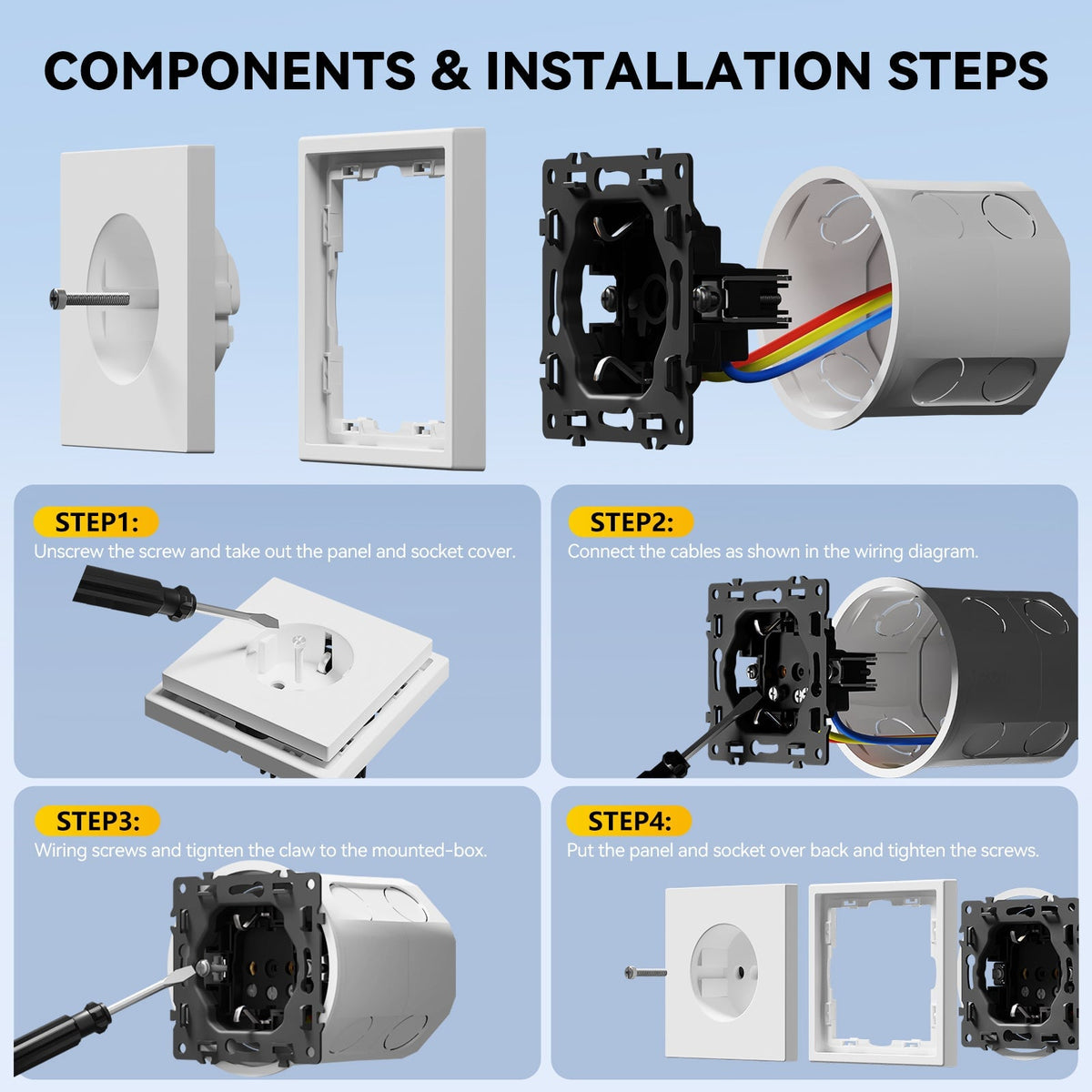 EG Easy Install EU Wall Sockets with clamping technology
