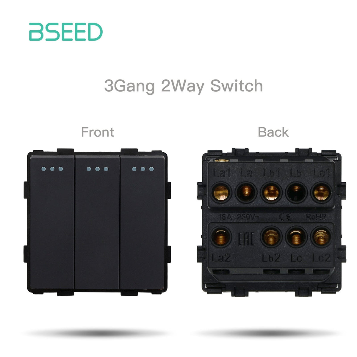 Bseed Crystal Glass Frame Smart Switch Socket Frame USB RJ45 Socket TV Satellite Wall Plug Function Parts DIY Free Combination Black Color Power Outlets & Sockets Bseedswitch Mechanical 3 Gang 2 Way 
