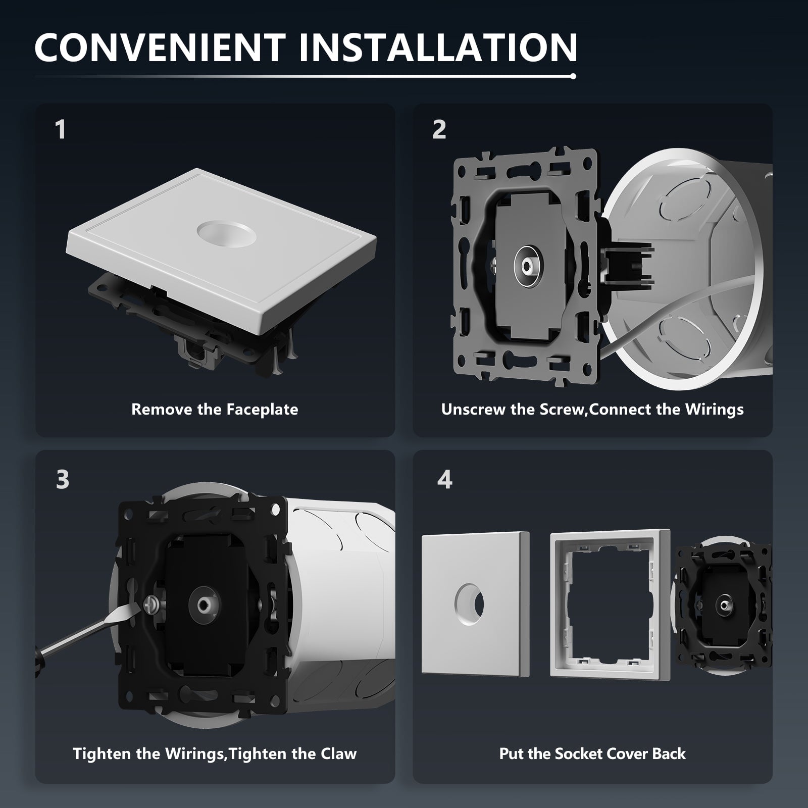 Grand female Television socket With Clamping Technique Power Outlets & Sockets Bseedswitch 