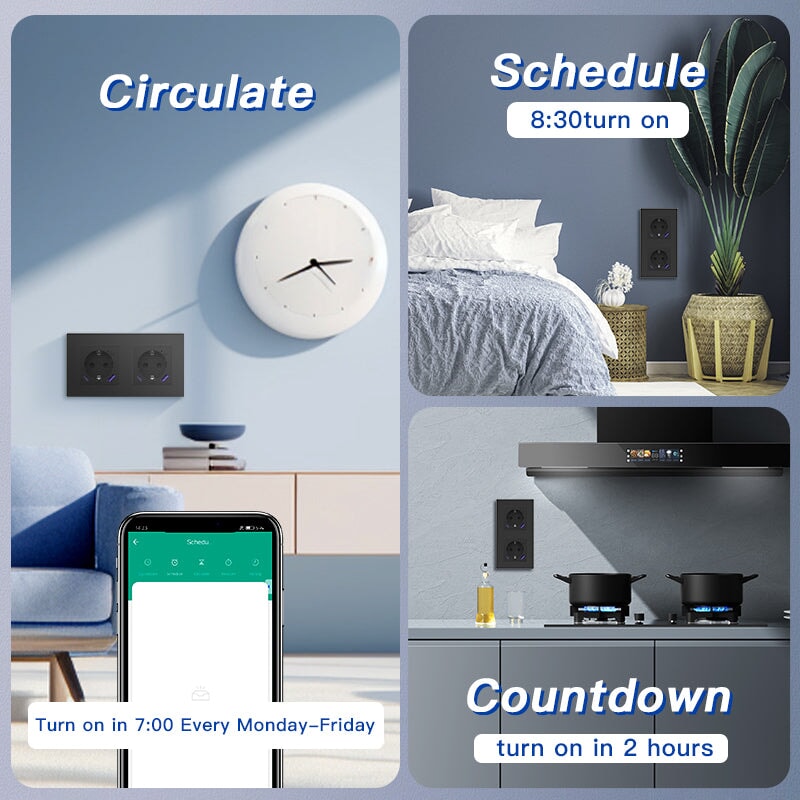BSEED Echo Wifi Eu Standards Socket with Energy Monitoring Smart wifi Electric Socket Work with Alexa Google Assitant socket Bseedswitch 