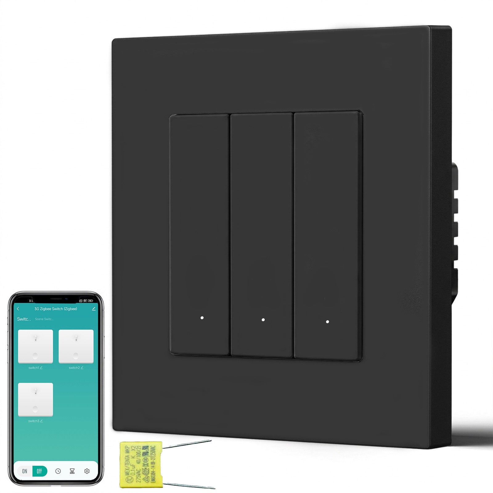 BSEED Echo Smart Zigbee Light Switch (No Neutral) Hub required Switch Light Switches Bseedswitch Black Plastic 3 Gang