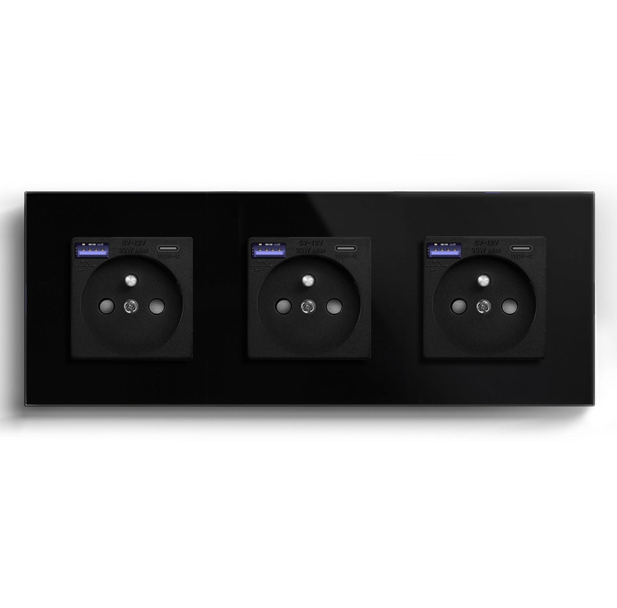 BSEED FR sockets with 20W PD Fast Charge Type-C Interface Outlet Wall Socket Power Outlets & Sockets Bseedswitch Black Triple 
