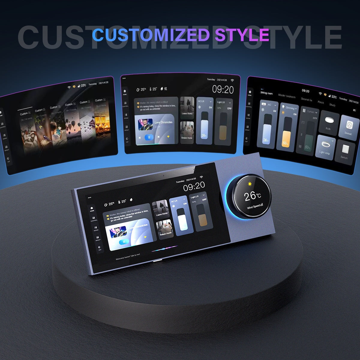 BSEED 6 inch smart panel electrical for home Multi-functional Control Panel With Knob EU standard central control panel Bseedswitch 