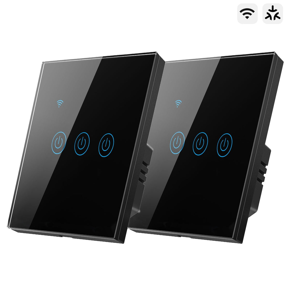 Bseed Smart Matter Wifi Light Switch Electrical Wall Light switches Light Switches Bseedswitch Black 2Pcs/Pack 3 Gang