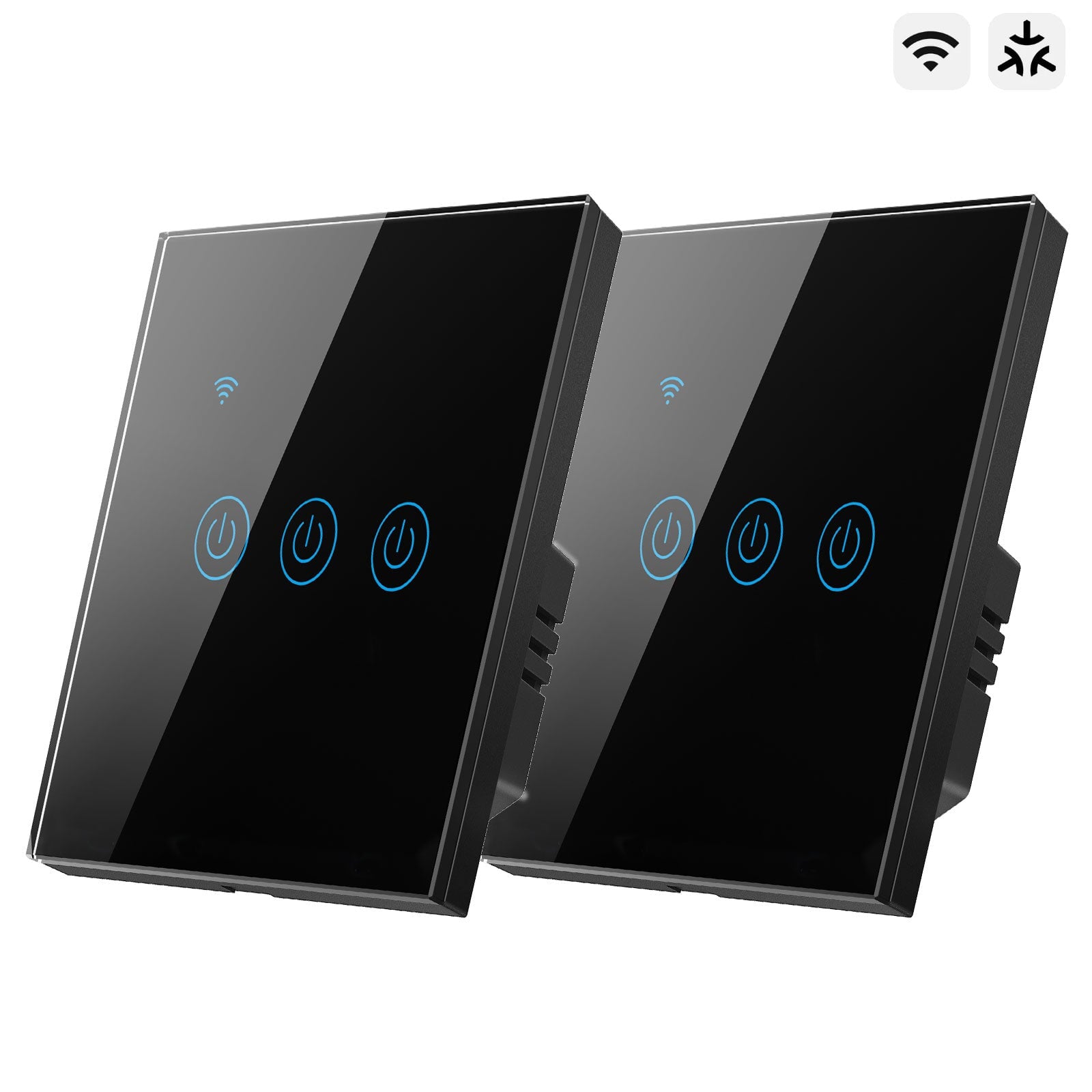 Bseed Smart Matter Wifi Light Switch Electrical Wall Light switches Light Switches Bseedswitch Black 2Pcs/Pack 3 Gang