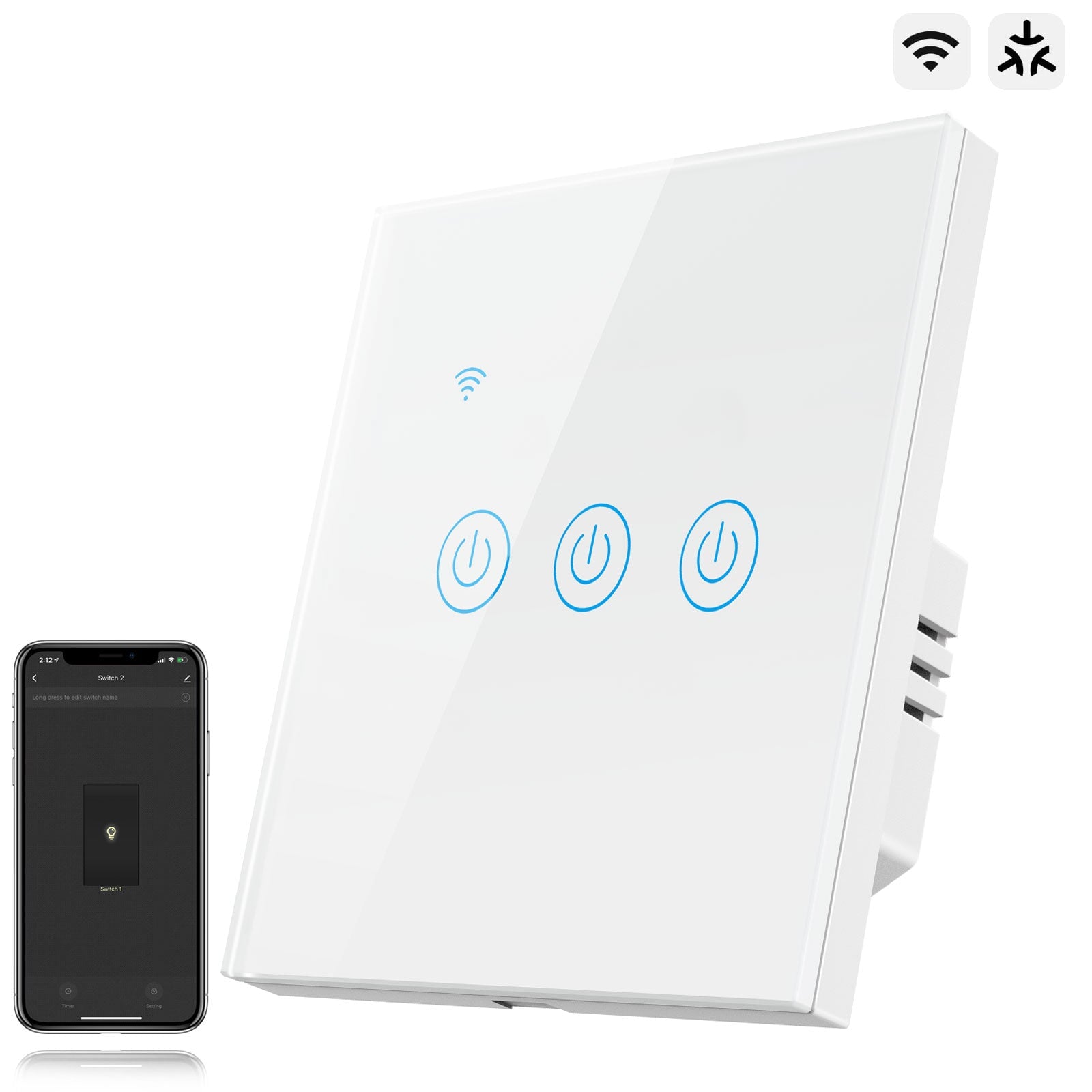 Bseed Smart Matter Wifi Light Switch Electrical Wall Light switches Light Switches Bseedswitch White 1Pcs/Pack 3 Gang