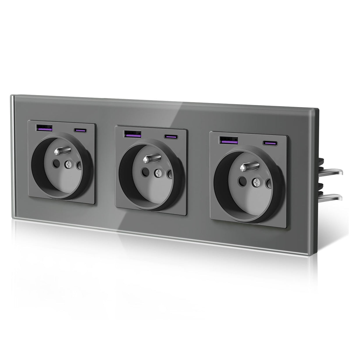 Prese elettriche da parete BSEED Heritage Series French con 20W USB-C con prese di corrente e interruttori Bseedswitch 