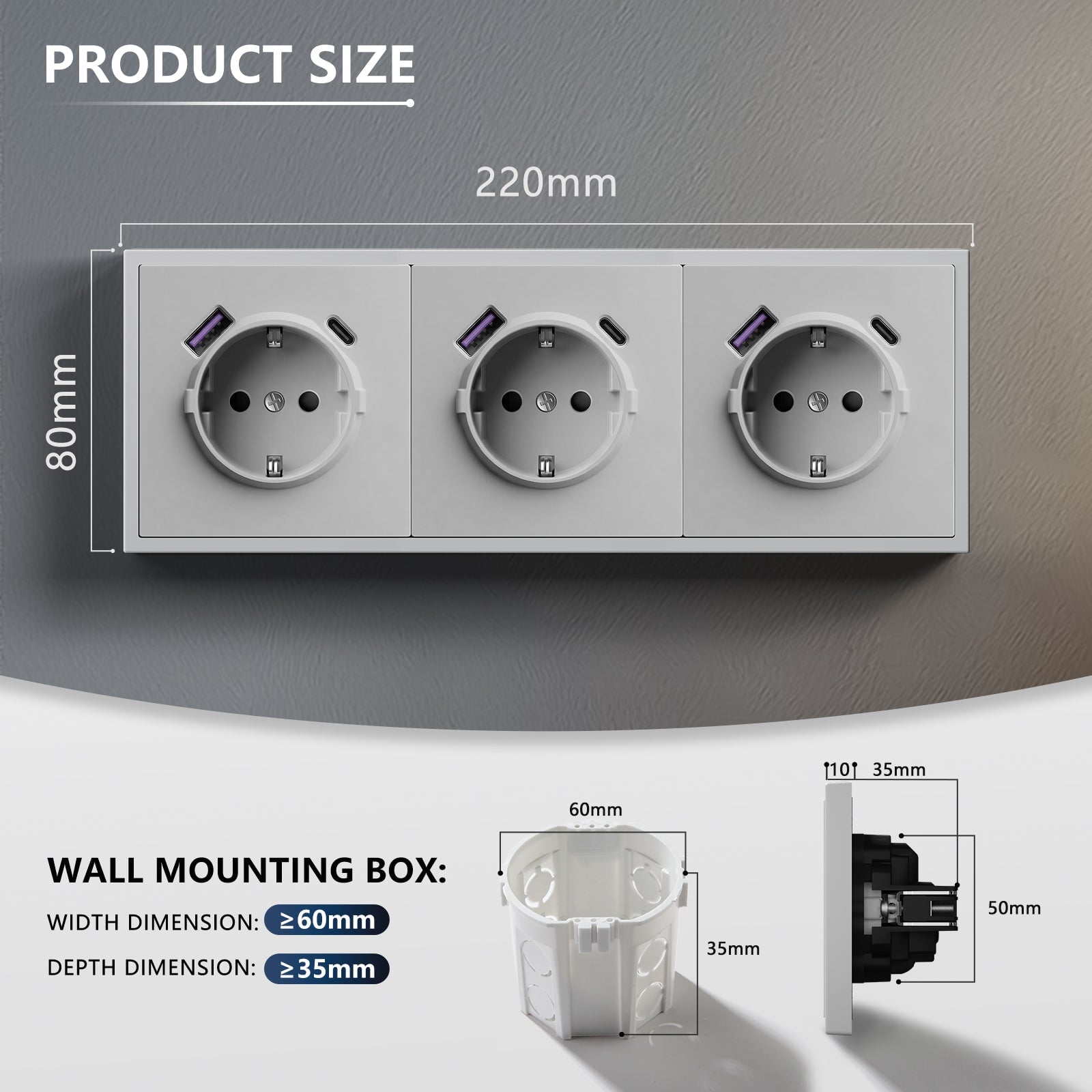 Grand Series 20W Eu Socket With USB-C With Clamping Technique Power Outlets & Sockets Bseedswitch 