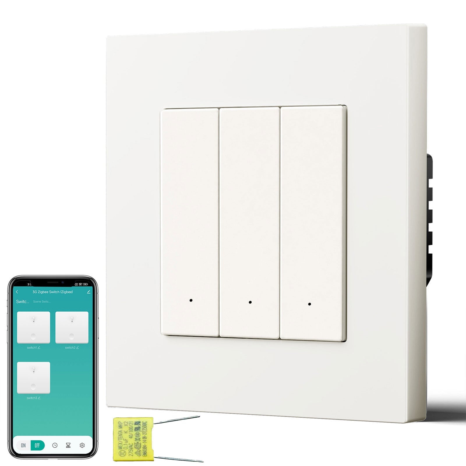 BSEED Echo Smart Zigbee Light Switch (No Neutral) Hub required Switch Light Switches Bseedswitch White Plastic 3 Gang