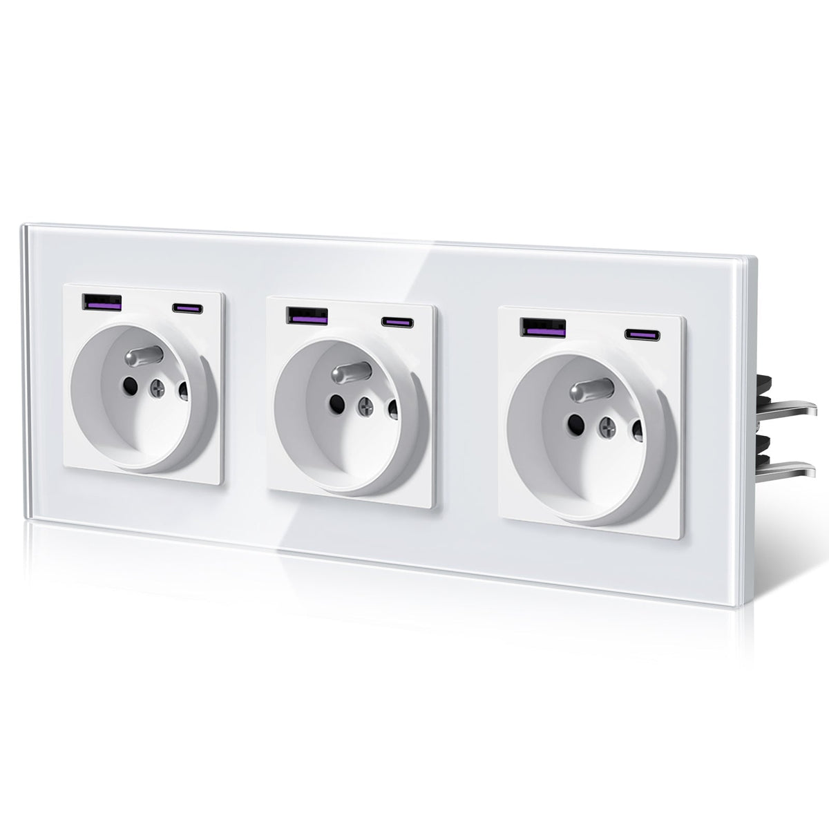 Prese elettriche da parete BSEED Heritage Series French con 20W USB-C con prese di corrente e interruttori Bseedswitch 