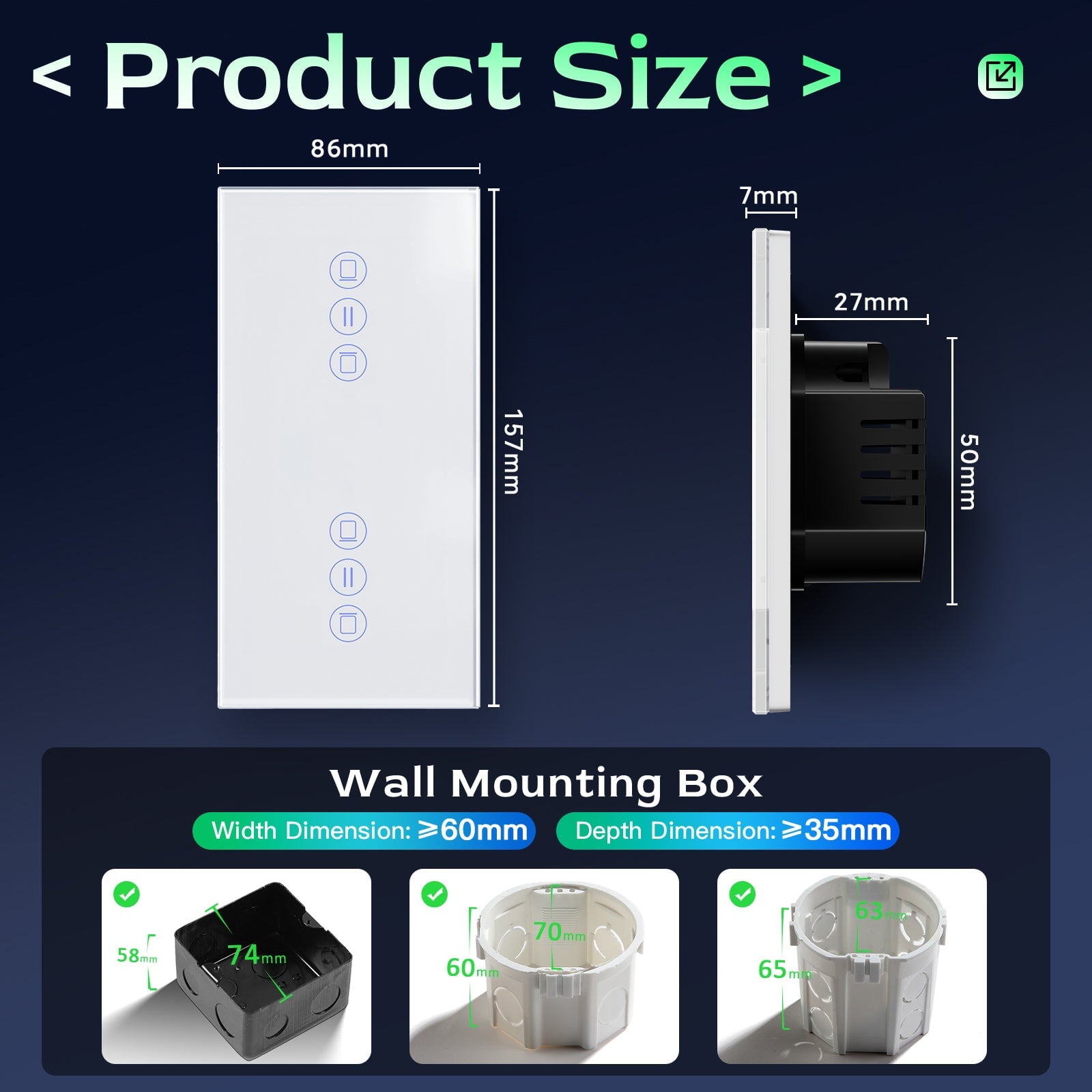 BSEED Zigbee Double Blind Switch Smart Wall Touch Switch Smart Roller Shutter Switch Vertical version blind switch Bseedswitch 