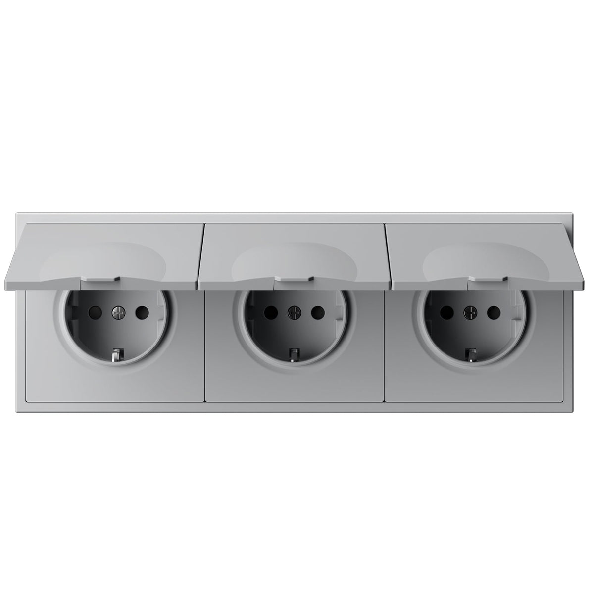Grand Series EU Wall Sockets with clamping technology With Waterproof Cover plastics Easy Install Socket Power Outlets & Sockets Bseedswitch Stone gray Triple 