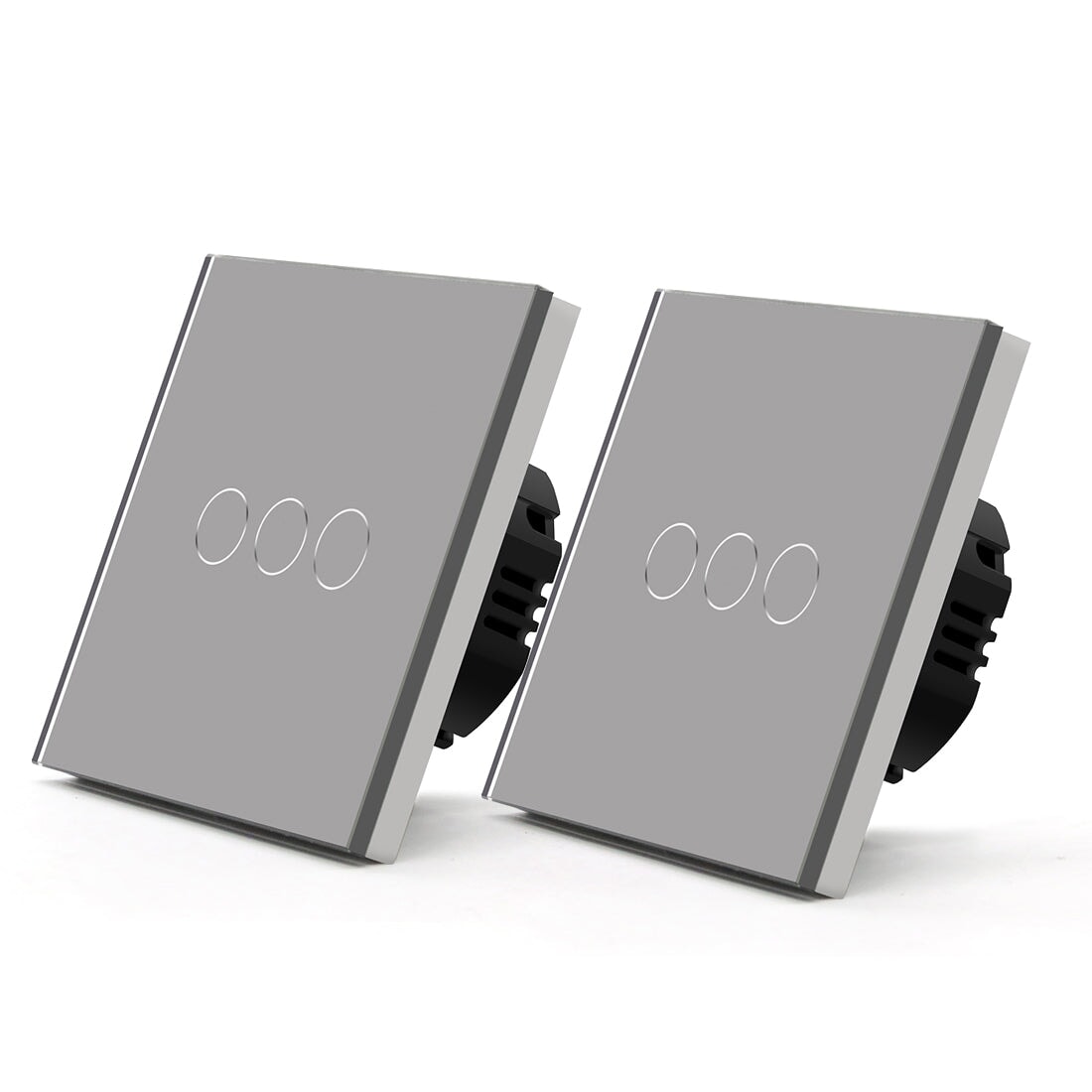 Bseed Smart Wifi Light Switch Wall Switch (With Neutral) Light Switches Bseedswitch Grey 2Pcs/Pack 3 Gang