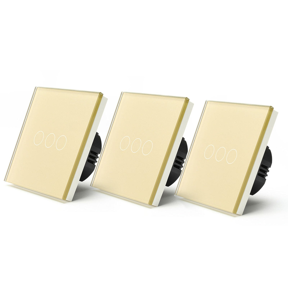 Bseed Smart Wifi Light Switch Wall Switch (With Neutral) Light Switches Bseedswitch Gold 3Pcs/Pack 3 Gang