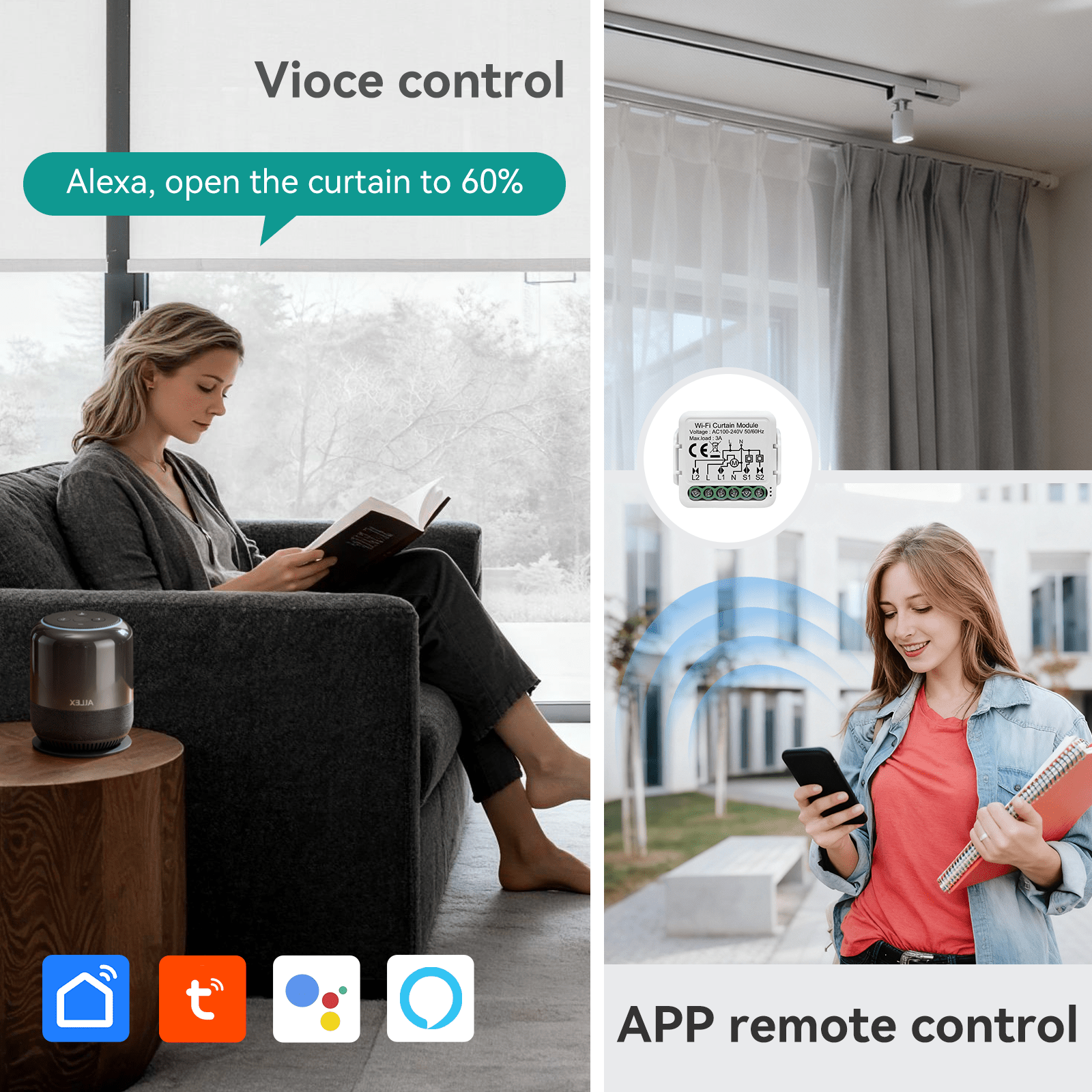 BSEED Smart wifi switch module smart switch for control of curtains blinds and shutters. Light Switches Bseedswitch 