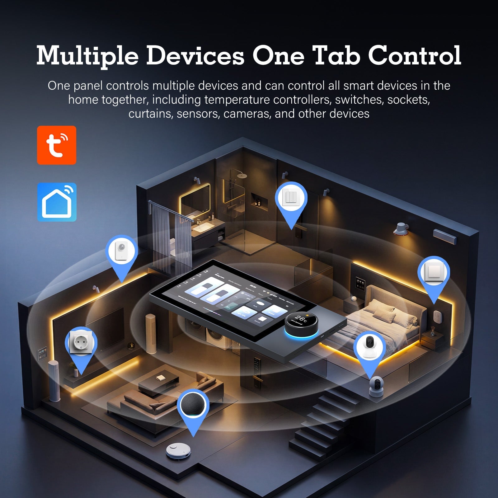BSEED 6 / 8/ 10 inch smart panel electrical for home Multi-functional Control Panel With Knob EU standard central control panel Bseedswitch 