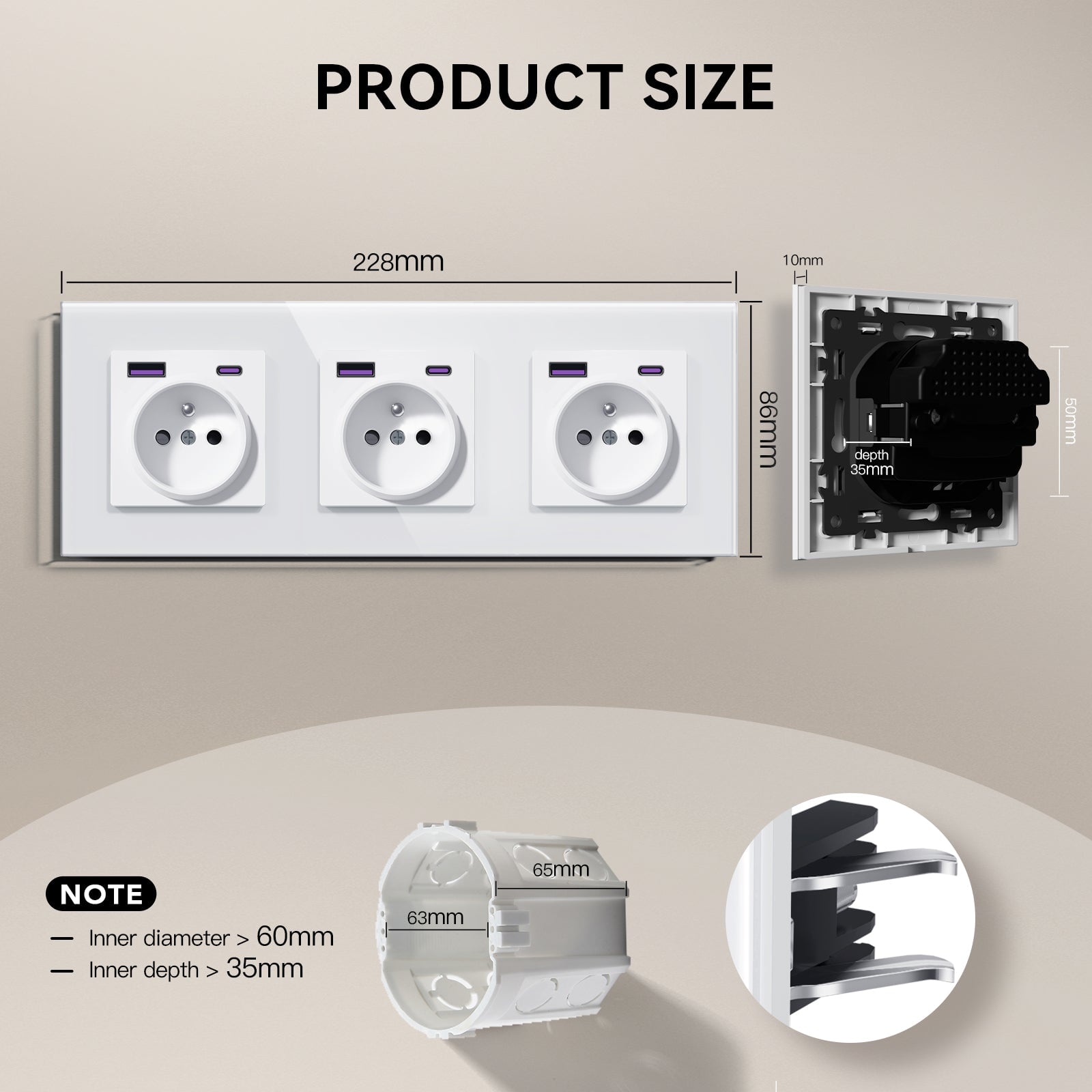 BSEED Heritage Series French Wall Socket with 20W USB-C with Claws Power Outlets & Sockets Bseedswitch 