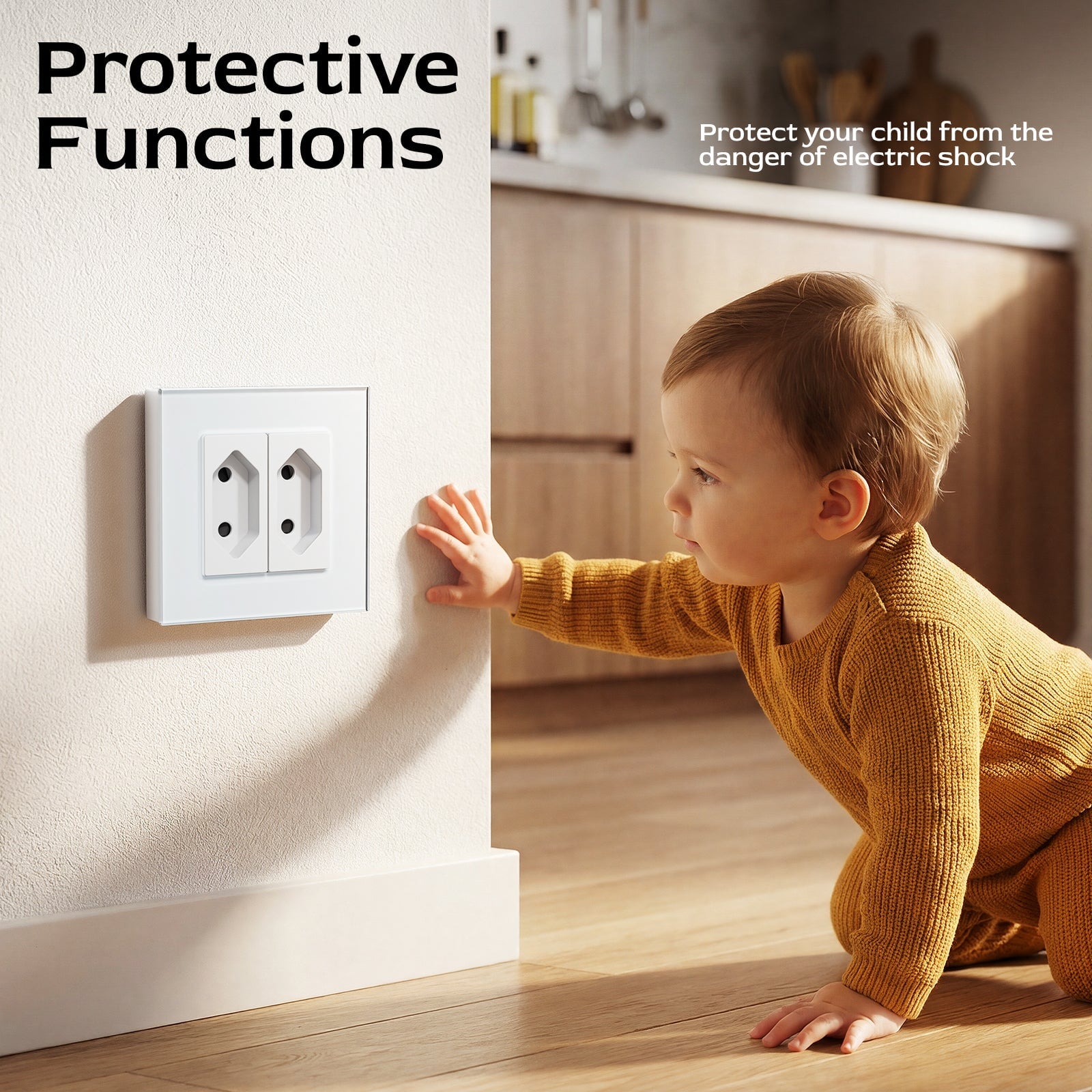 BSEED Double Sockets Power Wall Outlet Type F plug Sockket Eu It Standards 10A Socket Glass Panel Power Outlets & Sockets Bseedswitch 