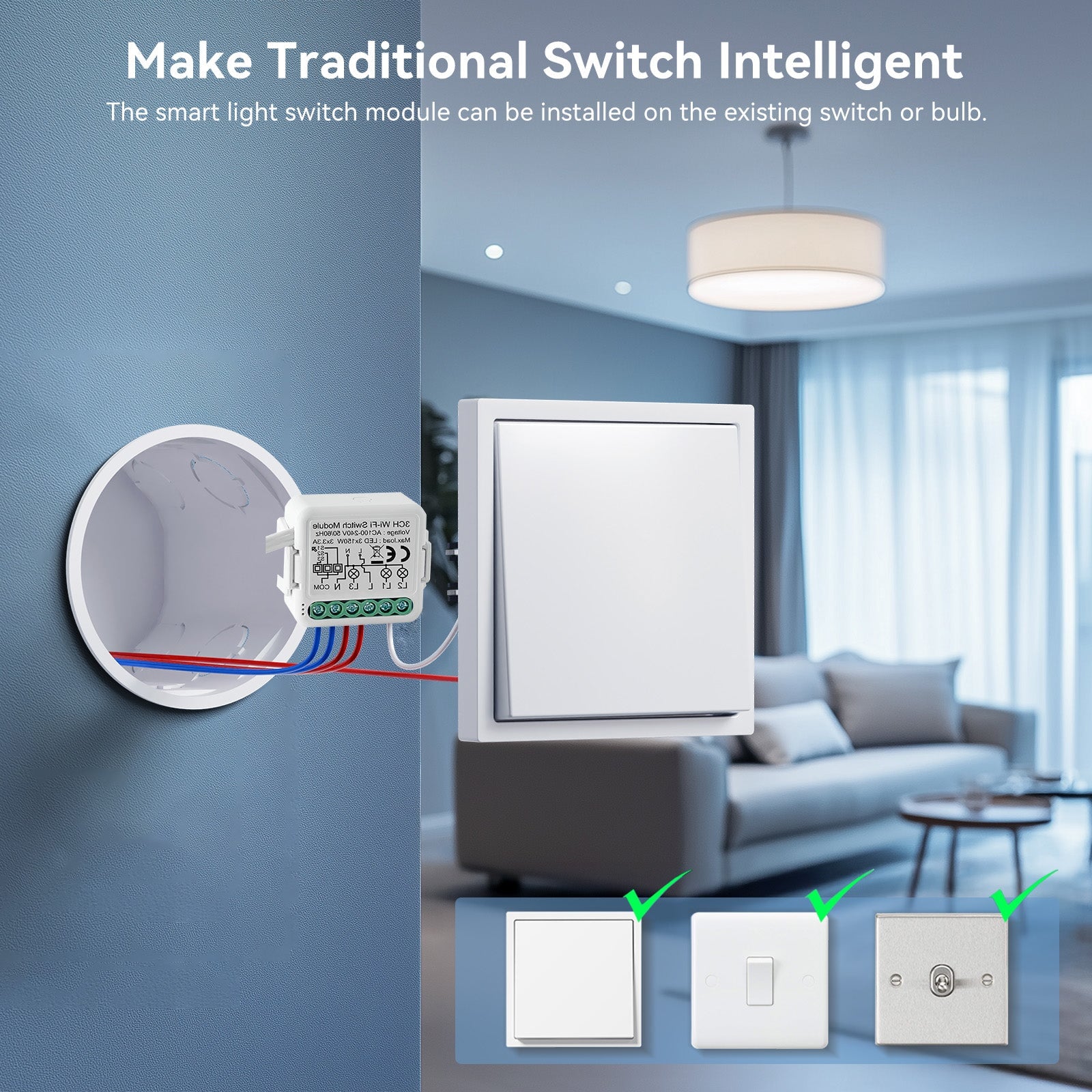 BSEED Smart wifi switch module wall 2Ch WiFi light switch module Light Switches Bseedswitch 