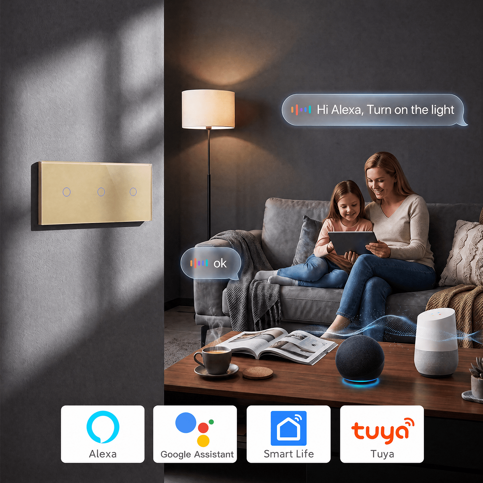 Bseed Smart Matter Wifi Light Switch Triple Light Module Electrical Wall Light switches Light Switches Bseedswitch 