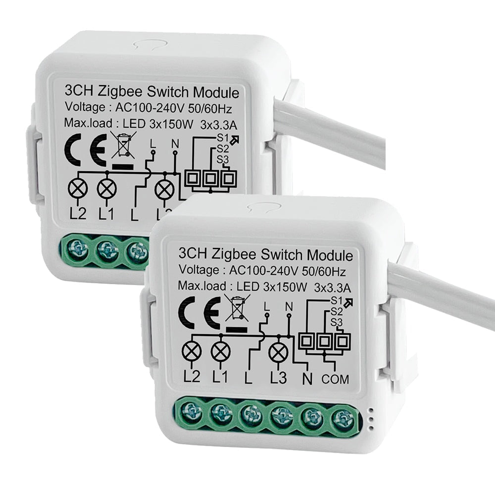 BSEED Smart Zigbee switch module wall Zigbee light switch module Work with Mechanical Switch Light Switches Bseedswitch 3 Gang 2 PCS/Pack 