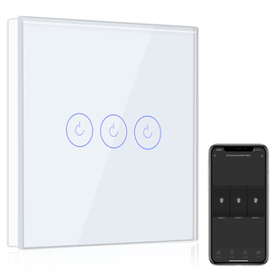 Bseed Smart Wifi Light Switch 3 Gang (With Neutral) Wall Plates & Covers Bseedswitch White 1Pcs/Pack 