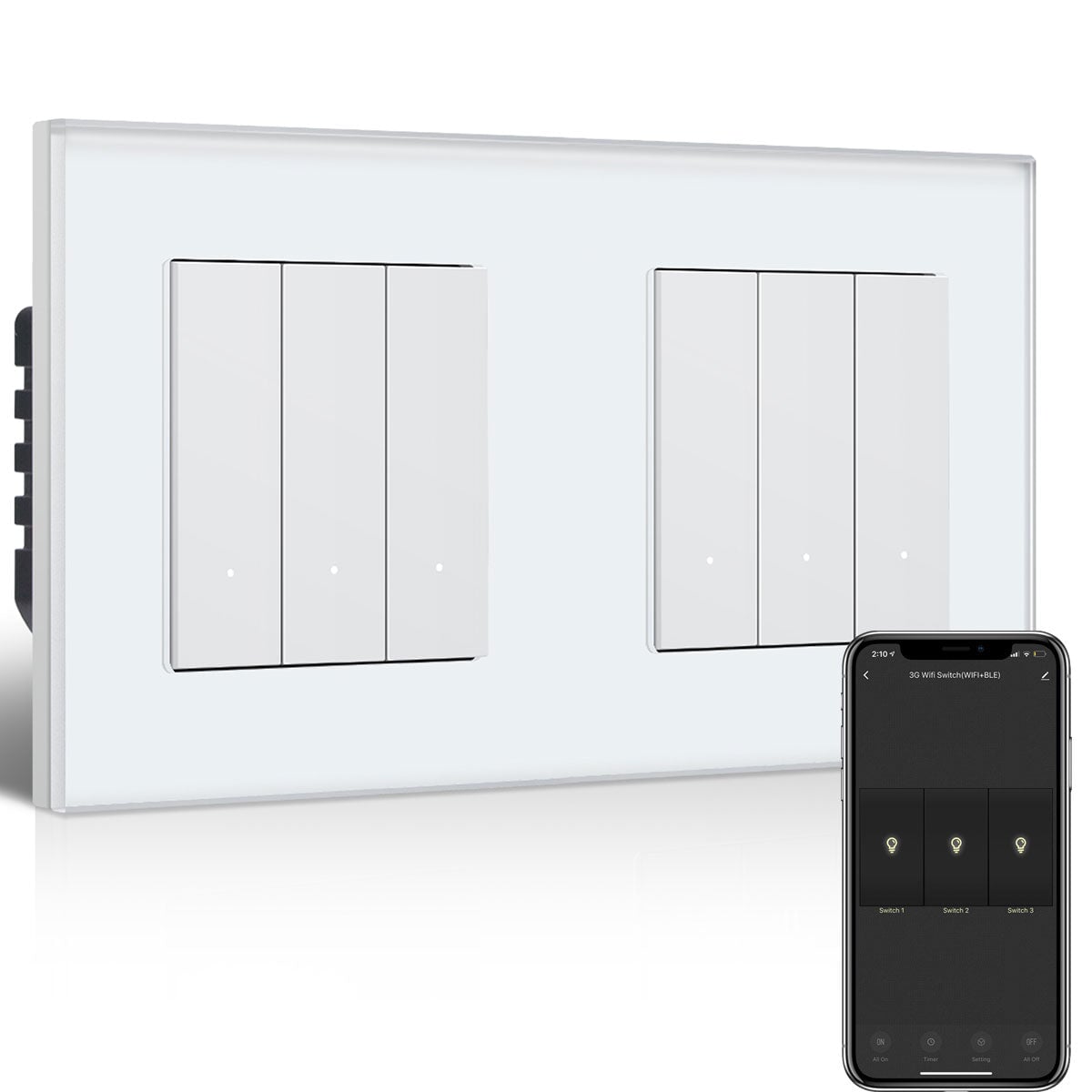BSEED Smart Wifi Light Switch Double Light Switch (With Neutral) Light Switches Bseedswitch White 3 Gang 