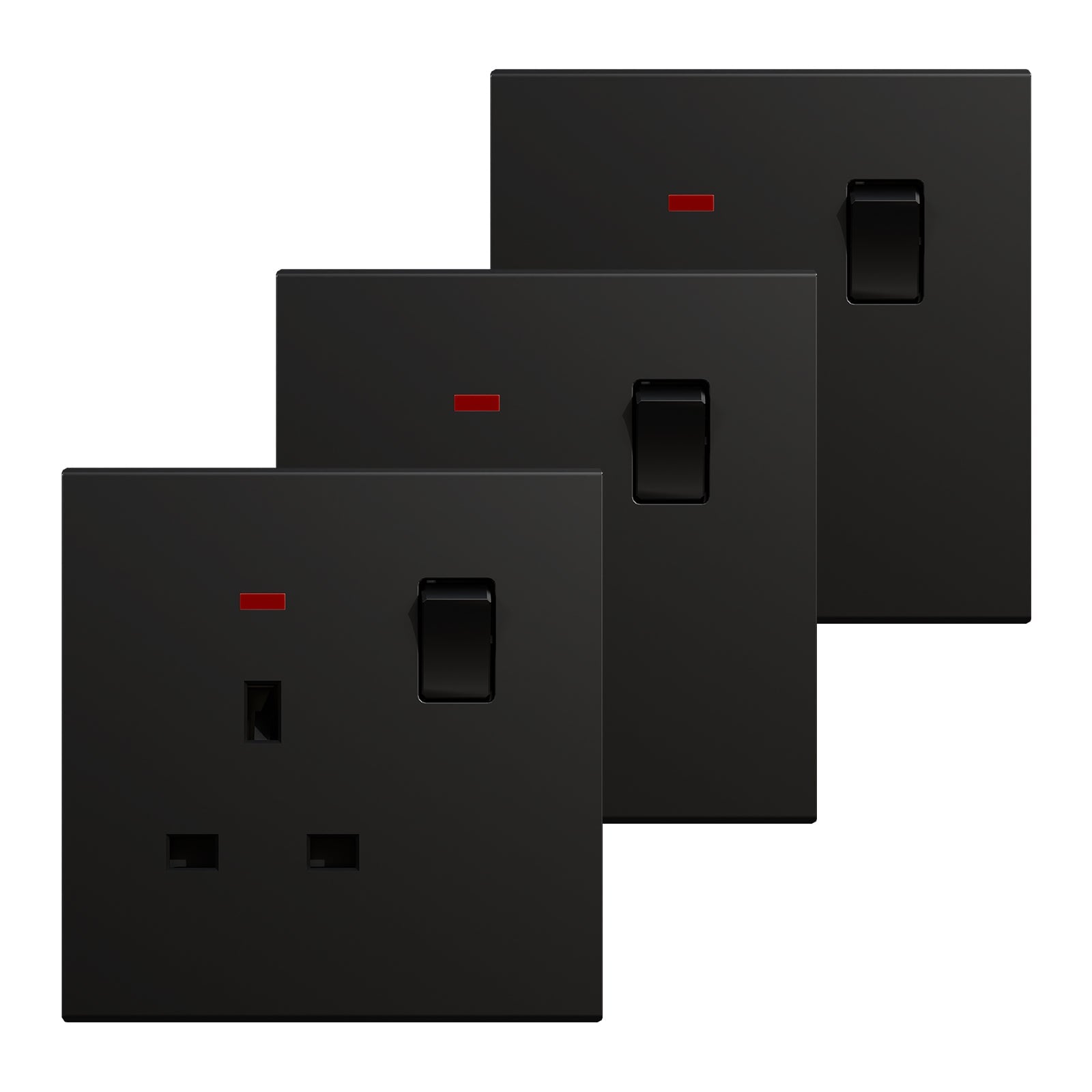 BSEED UK Standard 13A Socket Glossy plastic panel socket for home renovation switched socket for appliances Power Outlets & Sockets Bseedswitch black 3 PCS/Pack Single Scoket