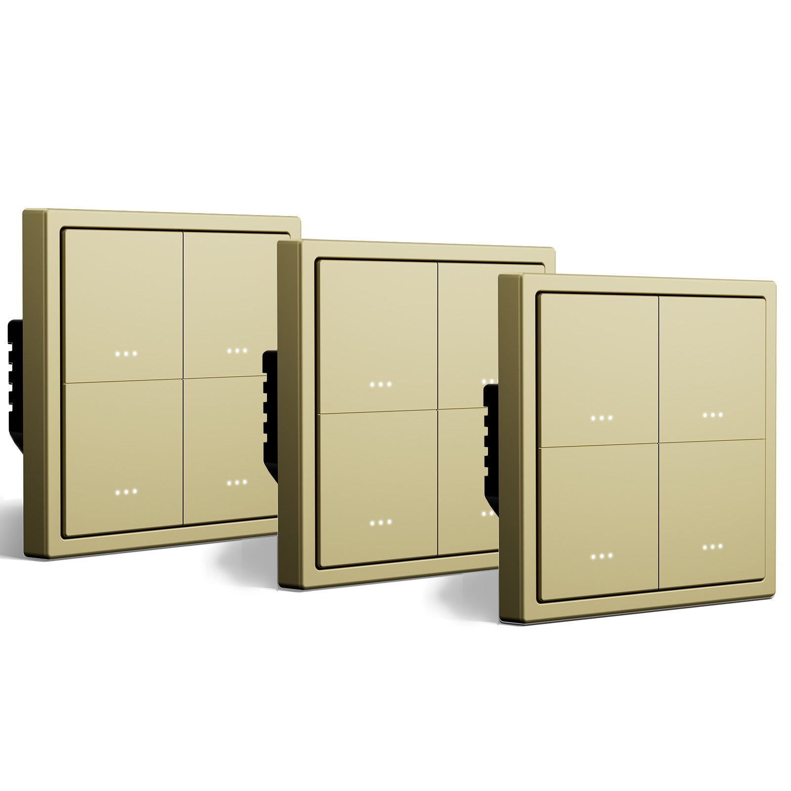 BSEED Gand Series Smart Wifi Light Switch (With Neutral) Recessed light switches with indicator light Light Switches Bseedswitch Gold 3 PCS / Pack 4 Gang