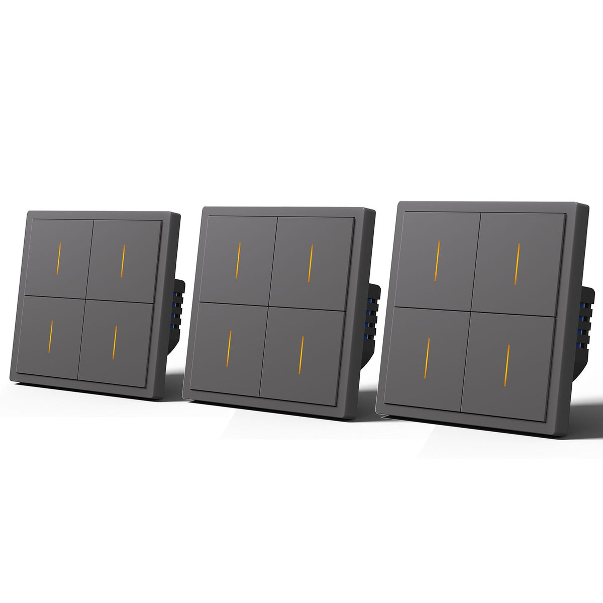 BSEED Scale Series Smart Wifi Light Switch Work With Alexa Google Assistant (No Neutral) Light Switches Bseedswitch Grey 4 Gang 3 PCS/Pack