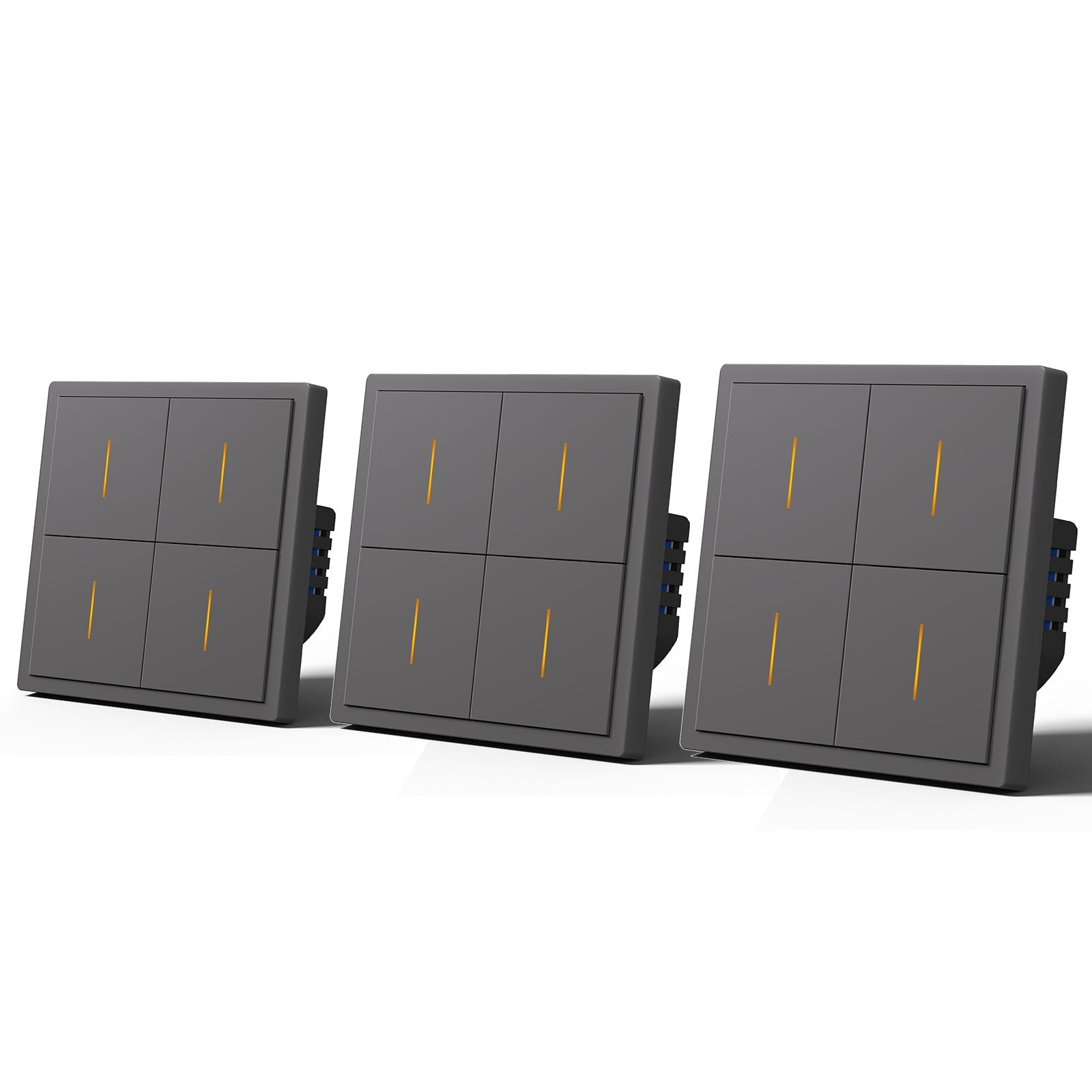 BSEED Scale Series Smart Wifi Light Switch Work With Alexa Google Assistant (No Neutral) Light Switches Bseedswitch Grey 4 Gang 3 PCS/Pack