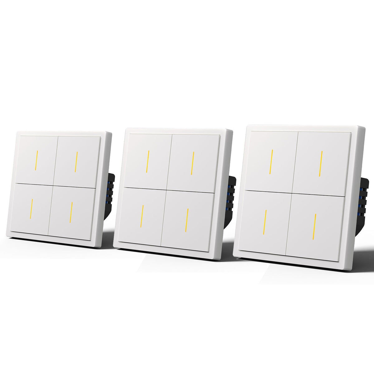 BSEED Scale Series Smart Wifi Light Switch Work With Alexa Google Assistant (No Neutral) Light Switches Bseedswitch White 4 Gang 3 PCS/Pack