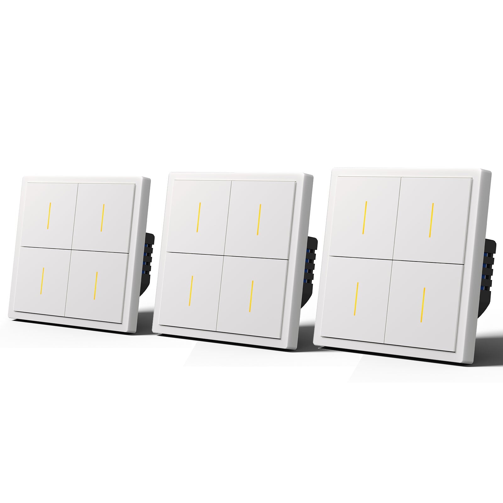 BSEED Scale Series Smart Wifi Light Switch Work With Alexa Google Assistant (No Neutral) Light Switches Bseedswitch White 4 Gang 3 PCS/Pack