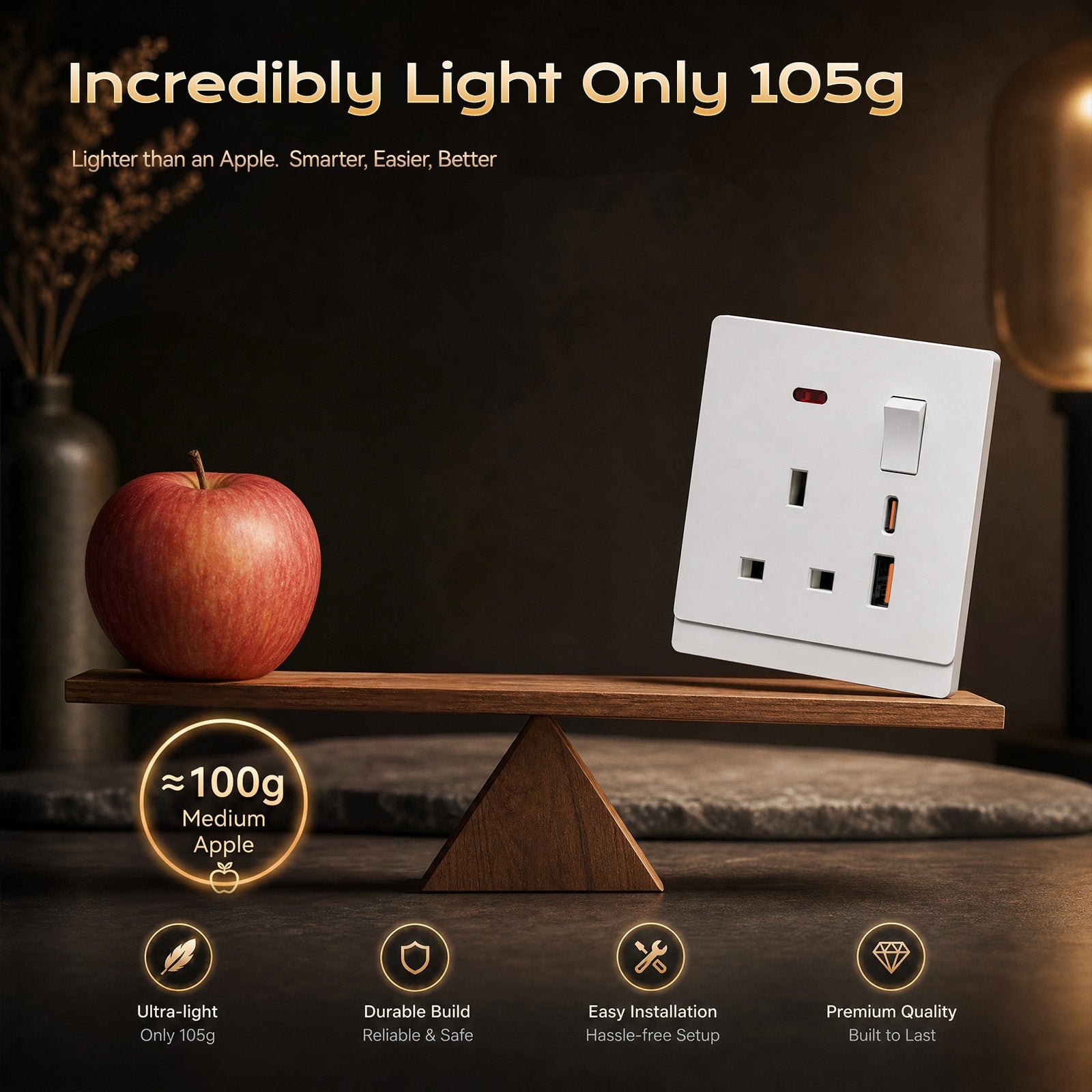 BSEED G16 Series UK Standard 13A Socket with 18W USB-C Port Power Outlets & Sockets Bseedswitch 